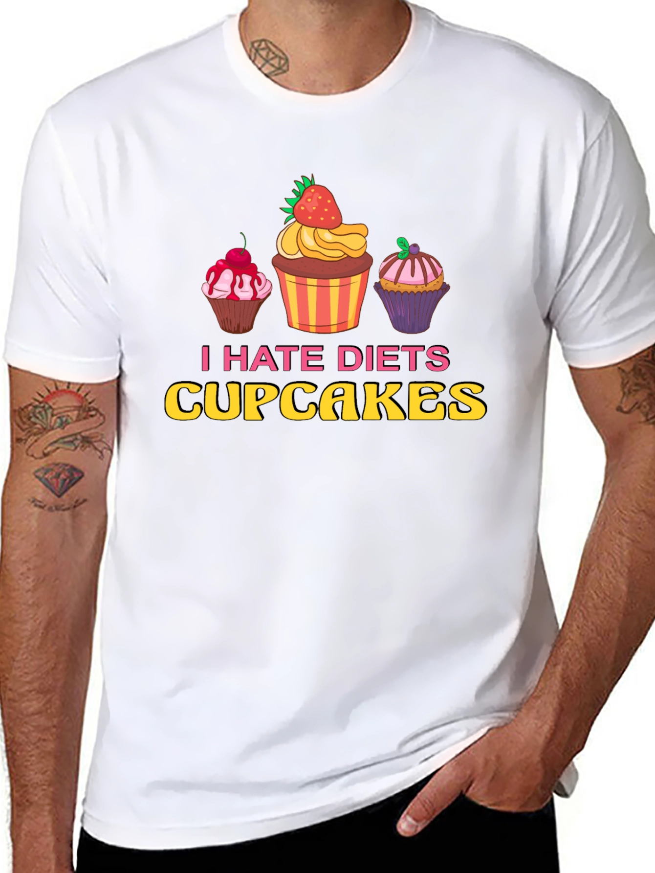 I Hate Diets Cupcakes T-Shirt Funny Dessert Tee