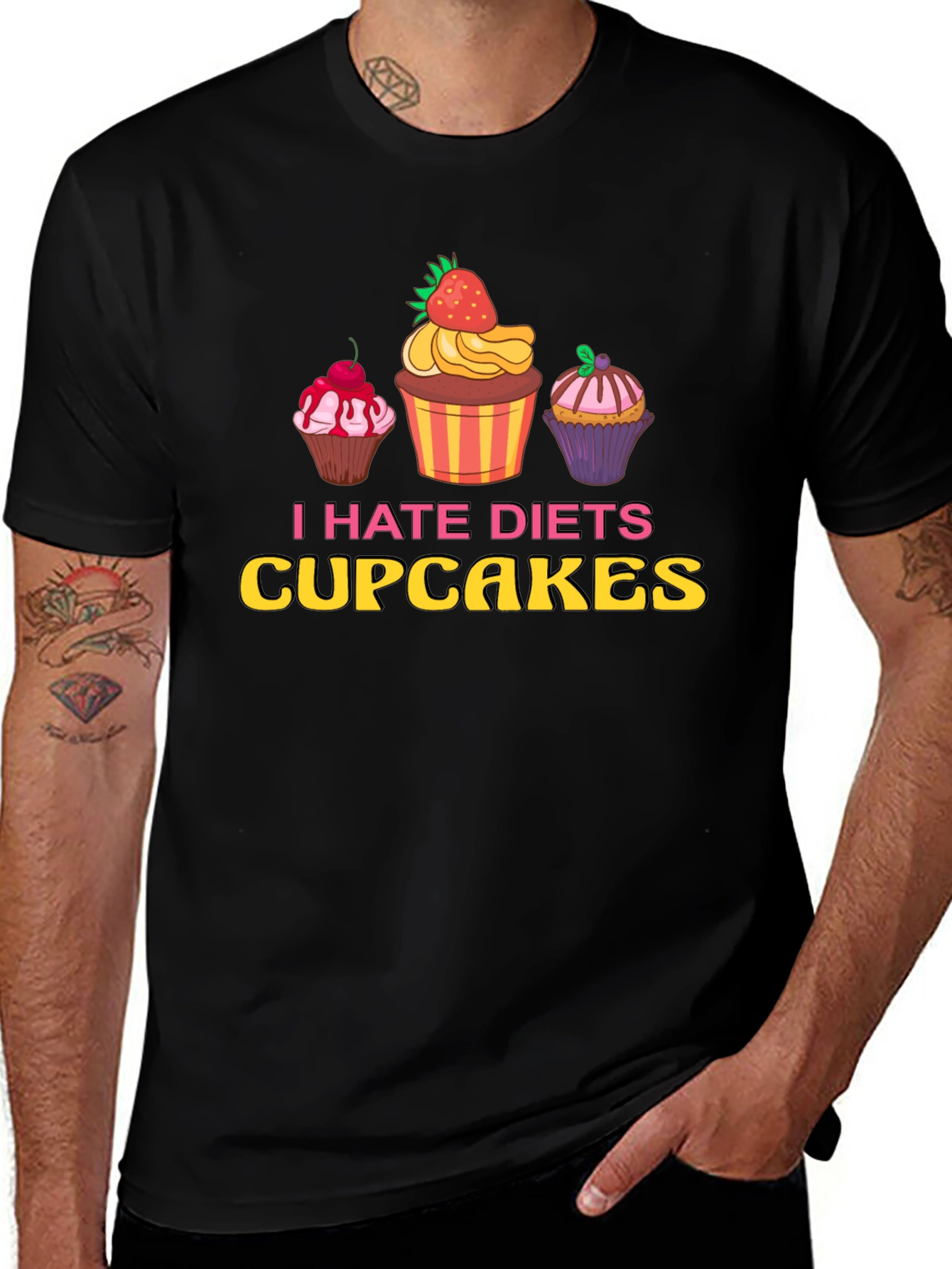 I Hate Diets Cupcakes T-Shirt Funny Dessert Tee