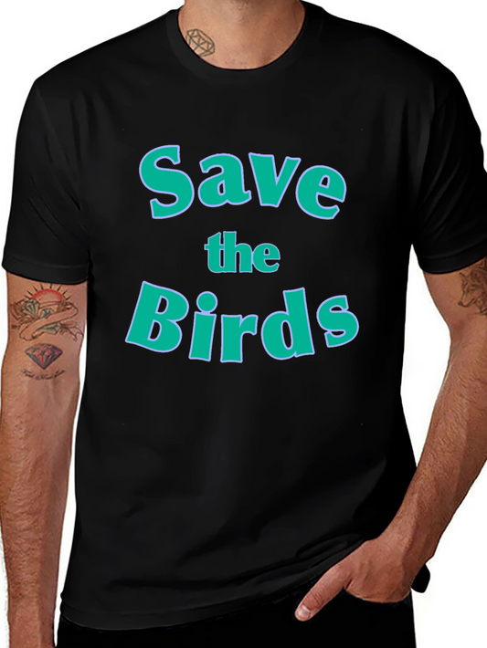 Save The Birds Graphic Tee - Black Crew Neck T-Shirt