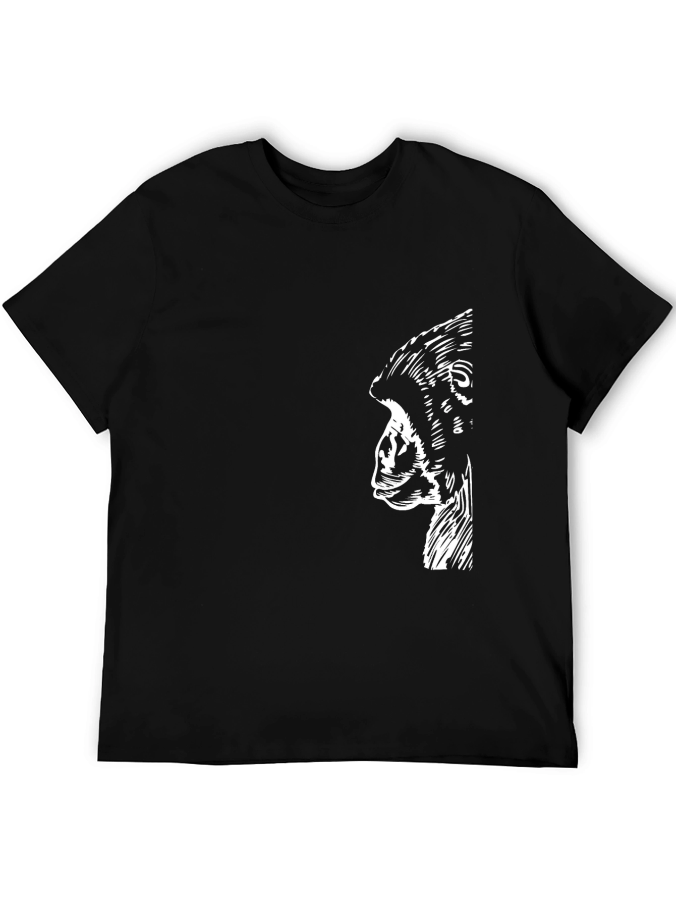 Mens Gorilla Profile Graphic Black T-Shirt