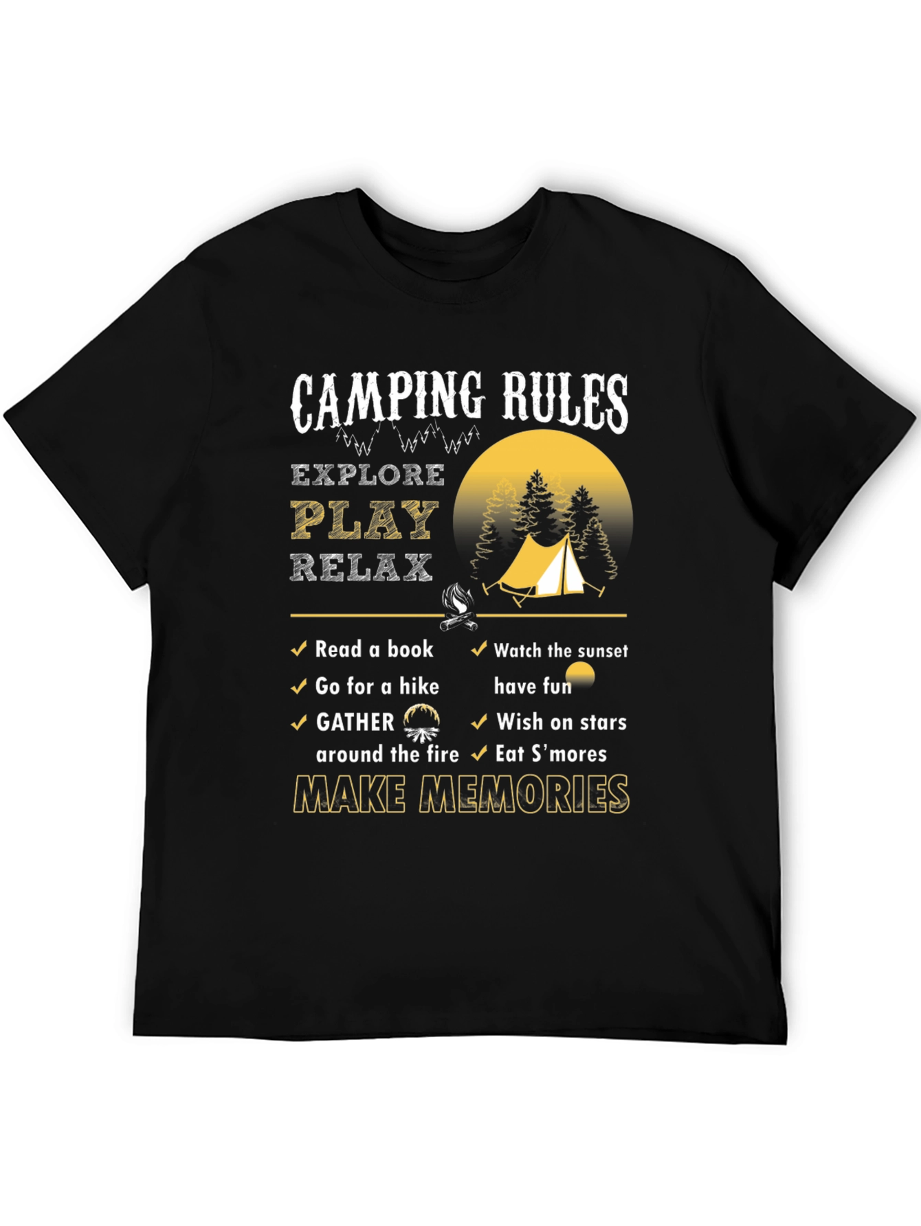 Camping Rules T-Shirt: Explore Play Relax