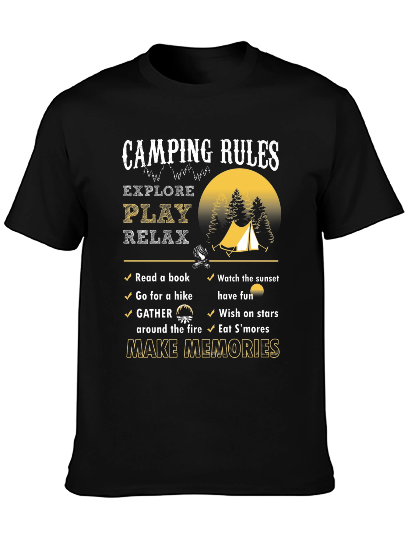 Camping Rules T-Shirt: Explore Play Relax