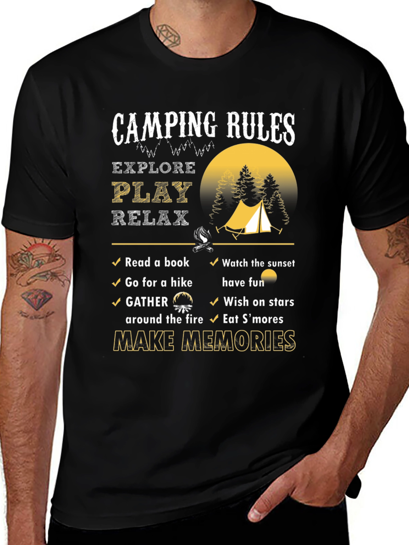 Camping Rules T-Shirt: Explore Play Relax