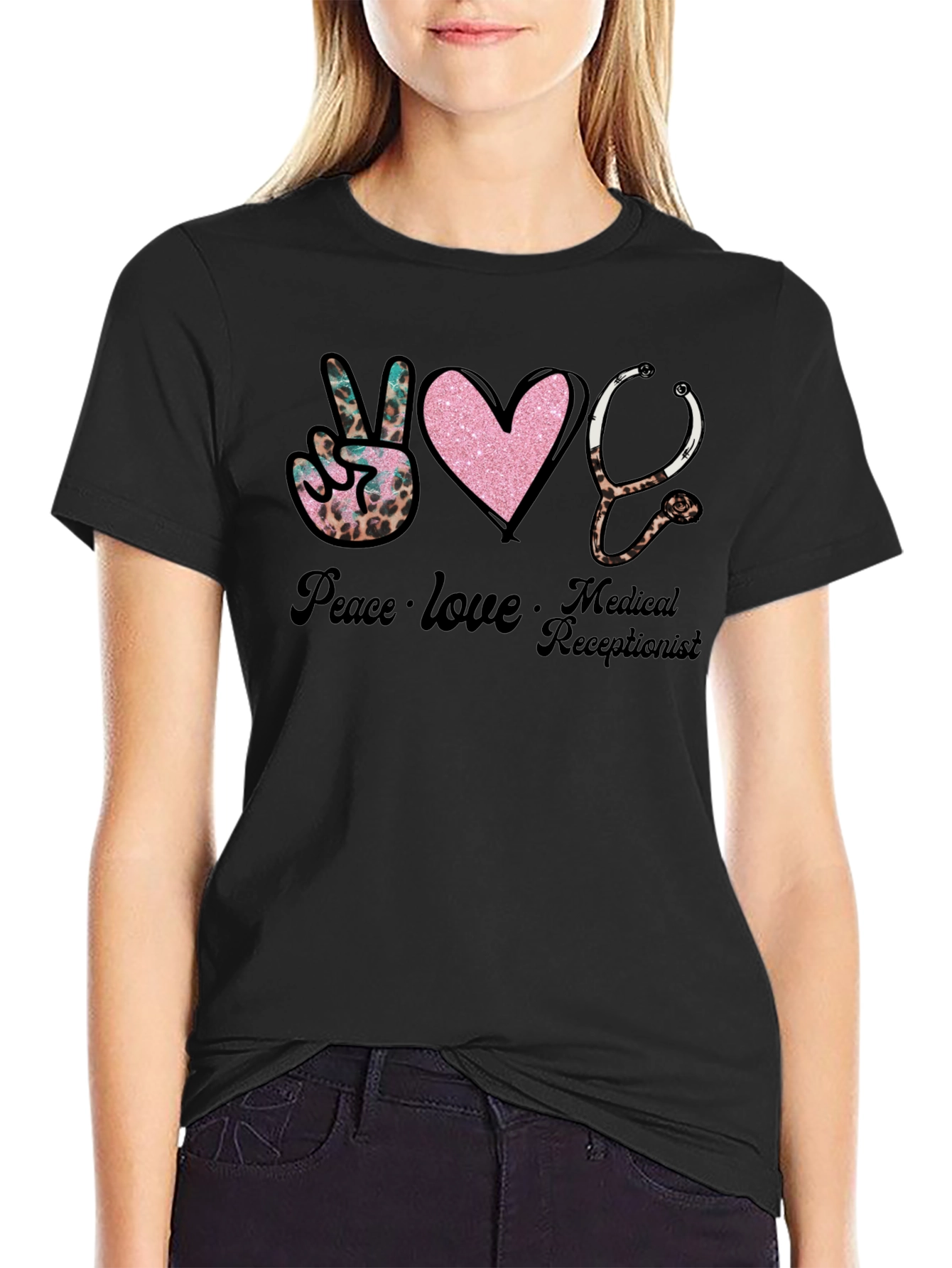 Peace Love Medical Receptionist T-Shirt