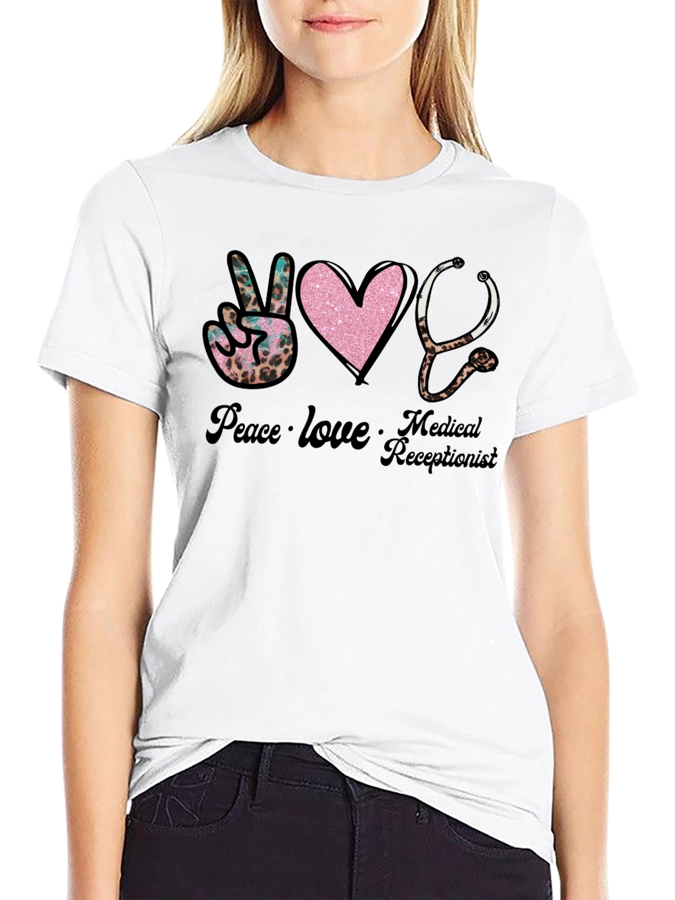 Peace Love Medical Receptionist T-Shirt