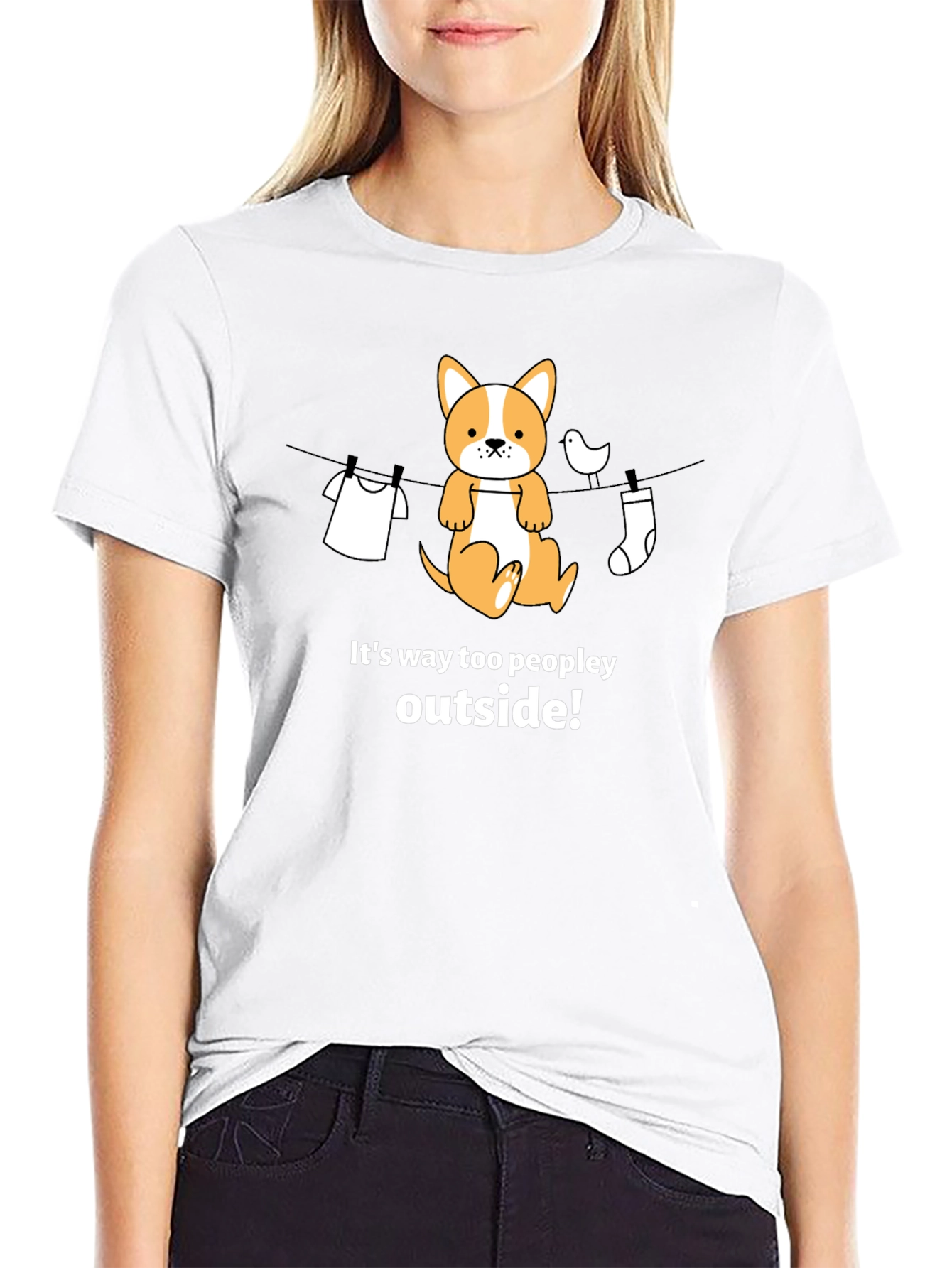 Funny Dog T-Shirt - Its Way Too Peopley Outside