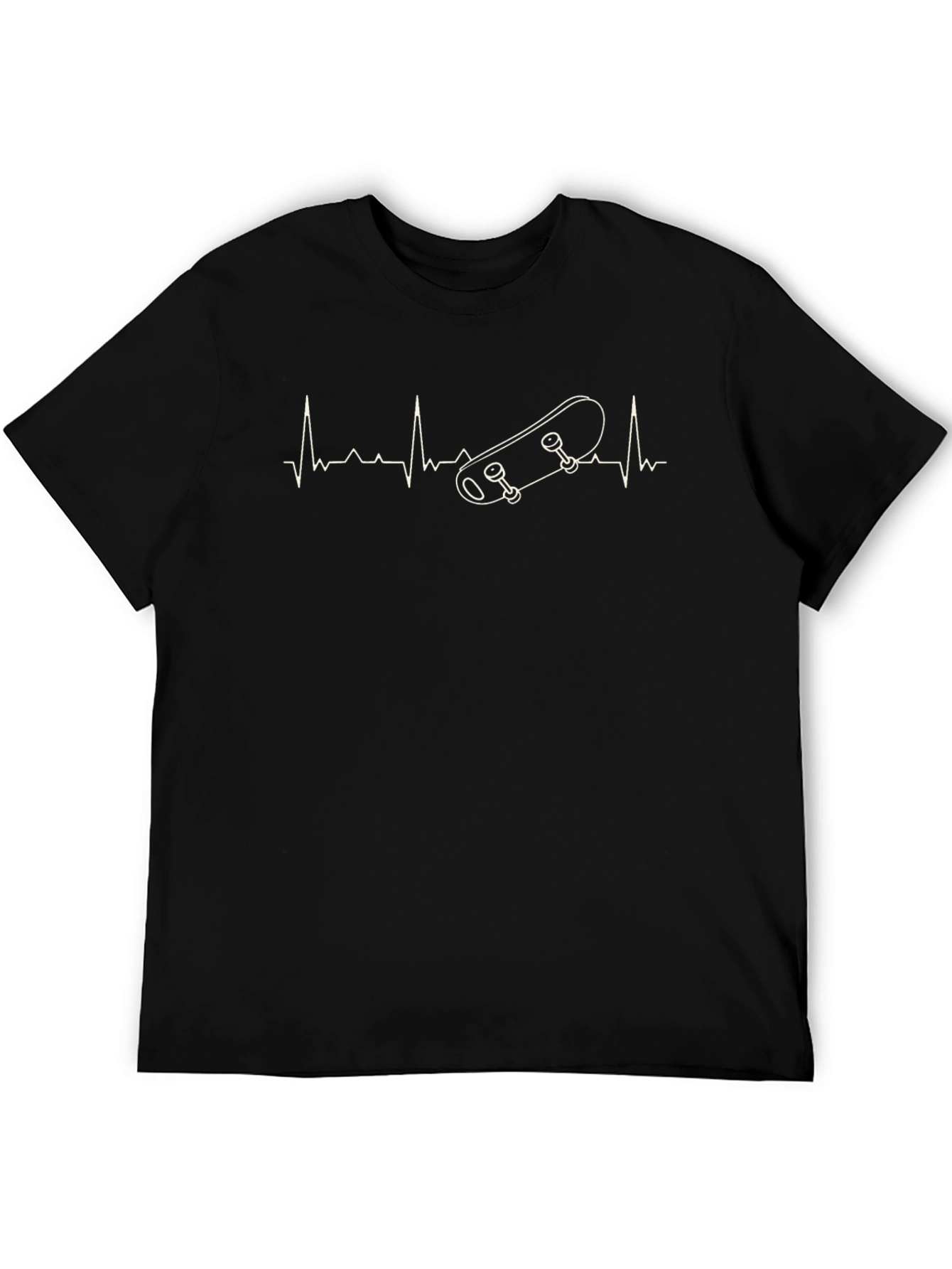 Skateboard Heartbeat Graphic Tee - Black