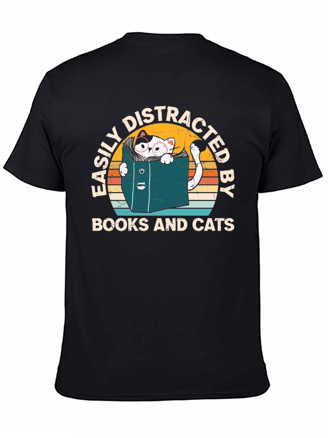Easily Distracted by Books and Cats T-Shirt