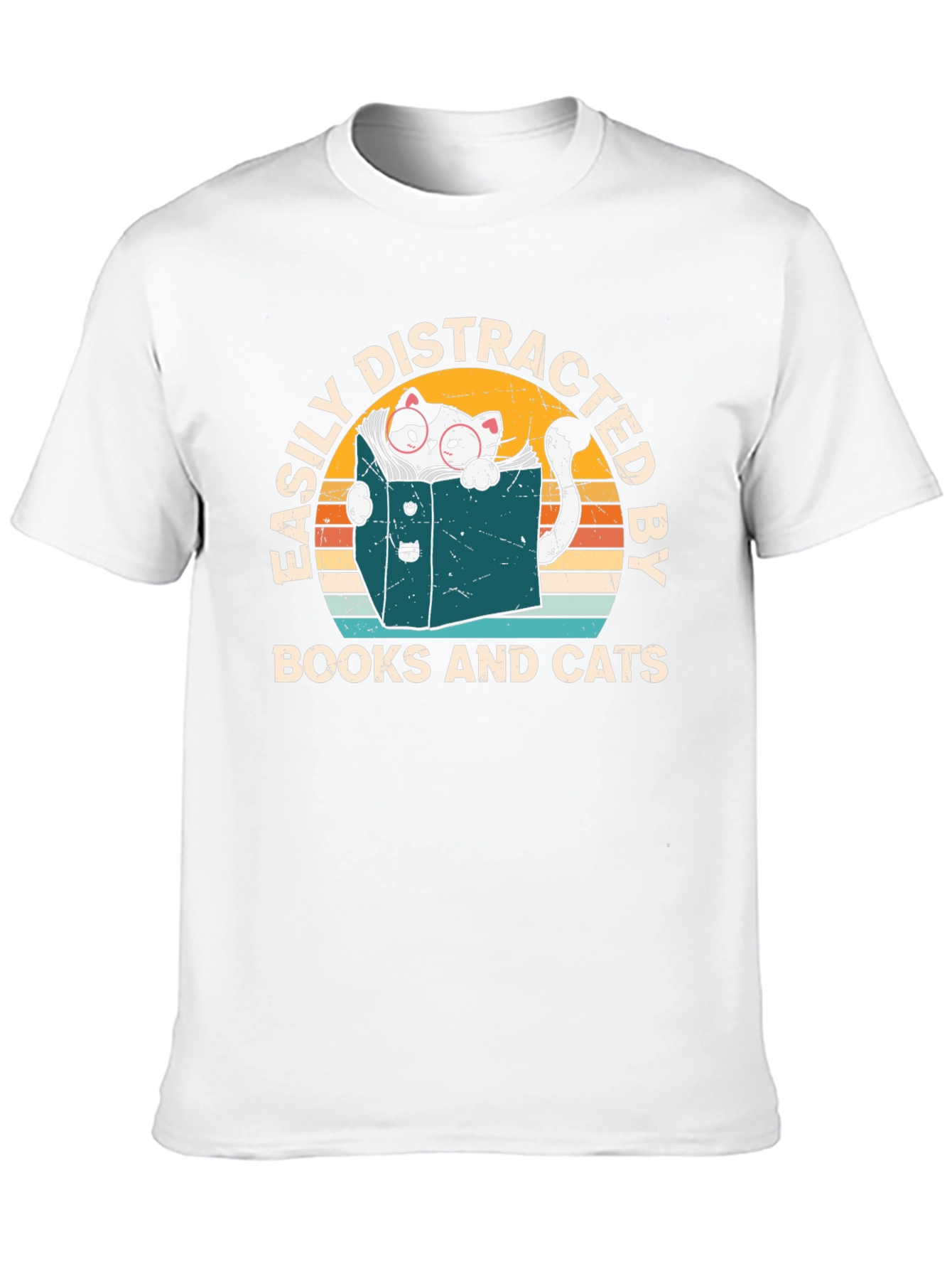 Easily Distracted by Books and Cats T-Shirt