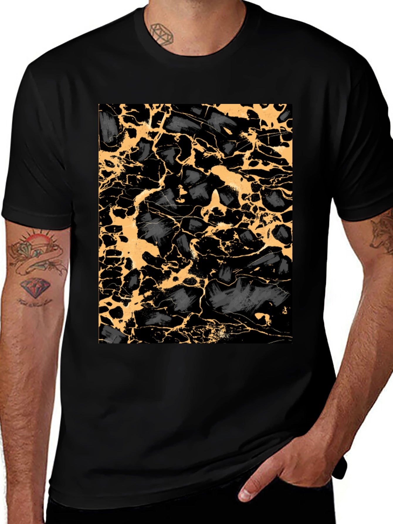 Abstract Gold & Black T-Shirt