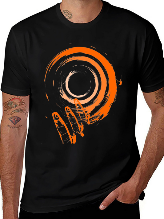 Abstract Orange Vortex Graphic T-Shirt - Modern Design