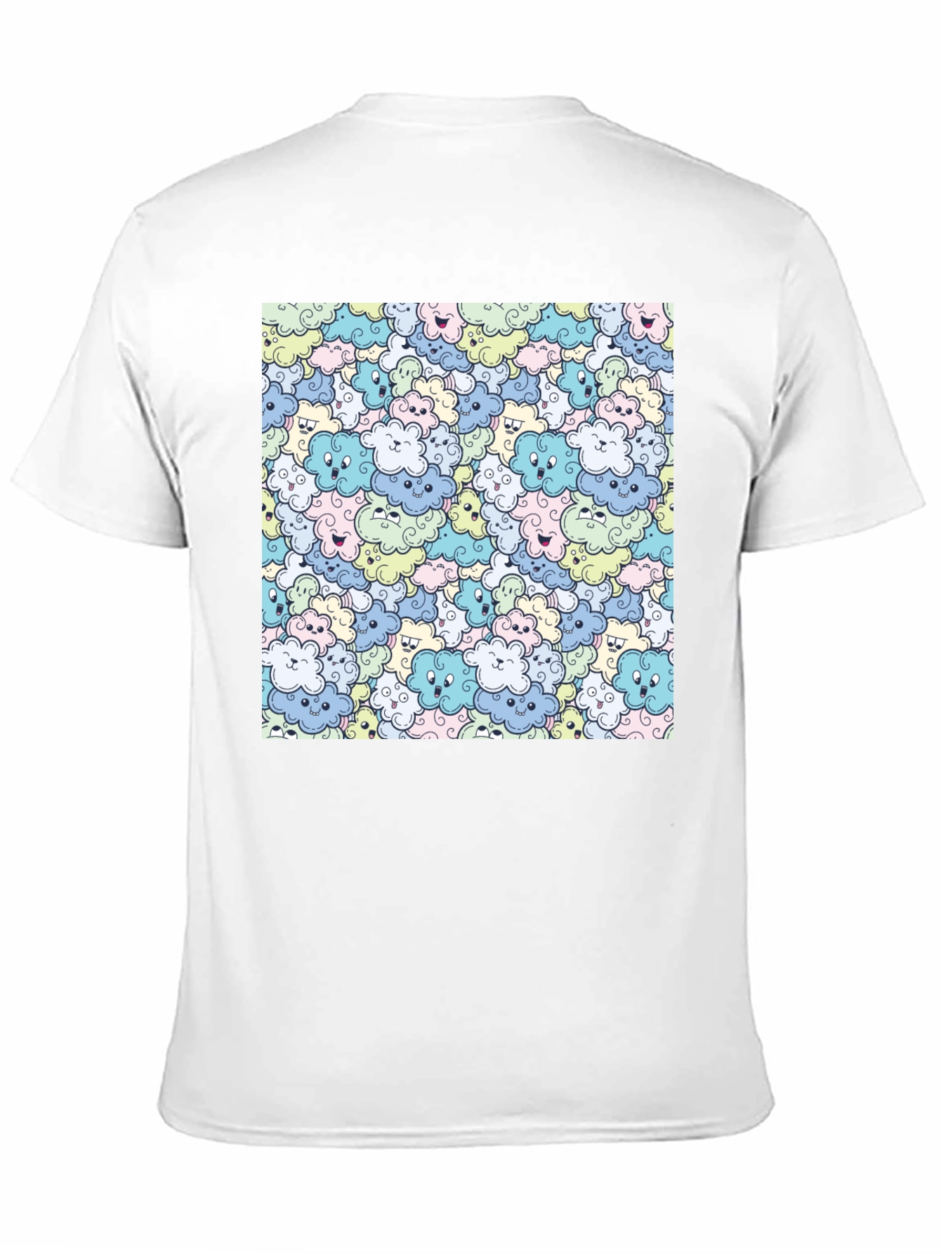 Cute Cartoon Cloud Pattern Black T-Shirt