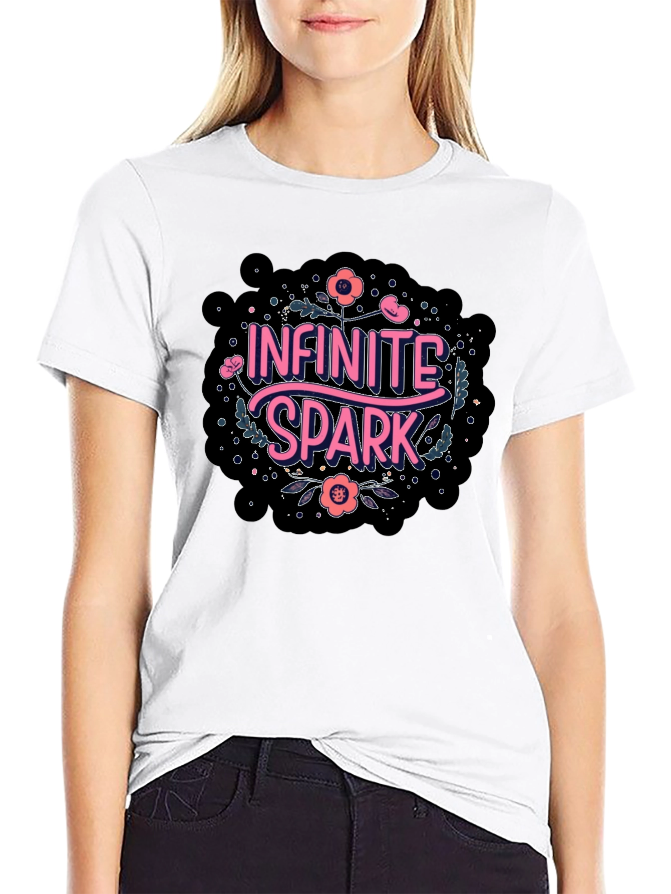 Infinite Spark Graphic Tee - Black Cotton Casual Shirt