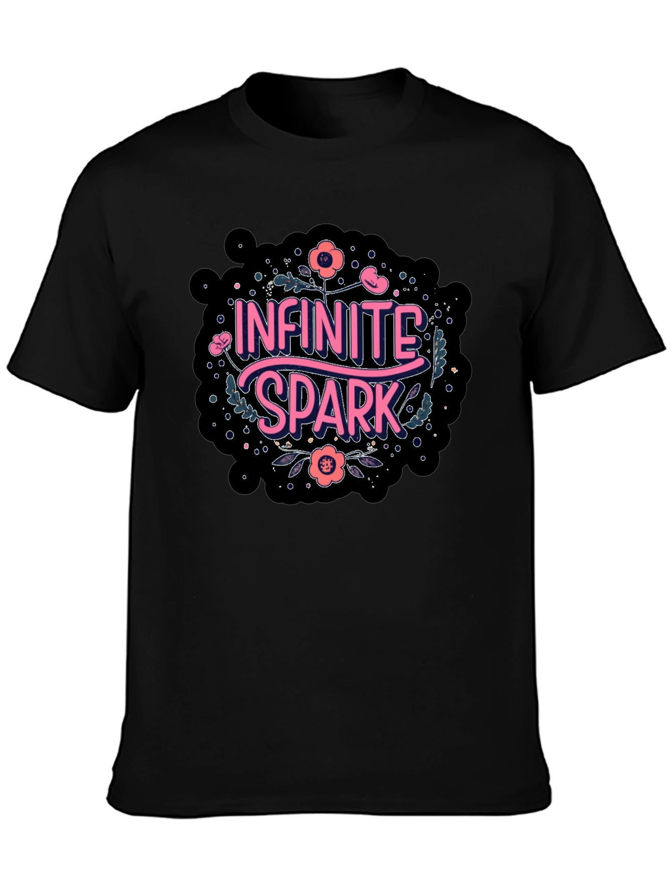 Infinite Spark Graphic Tee - Black Cotton Casual Shirt