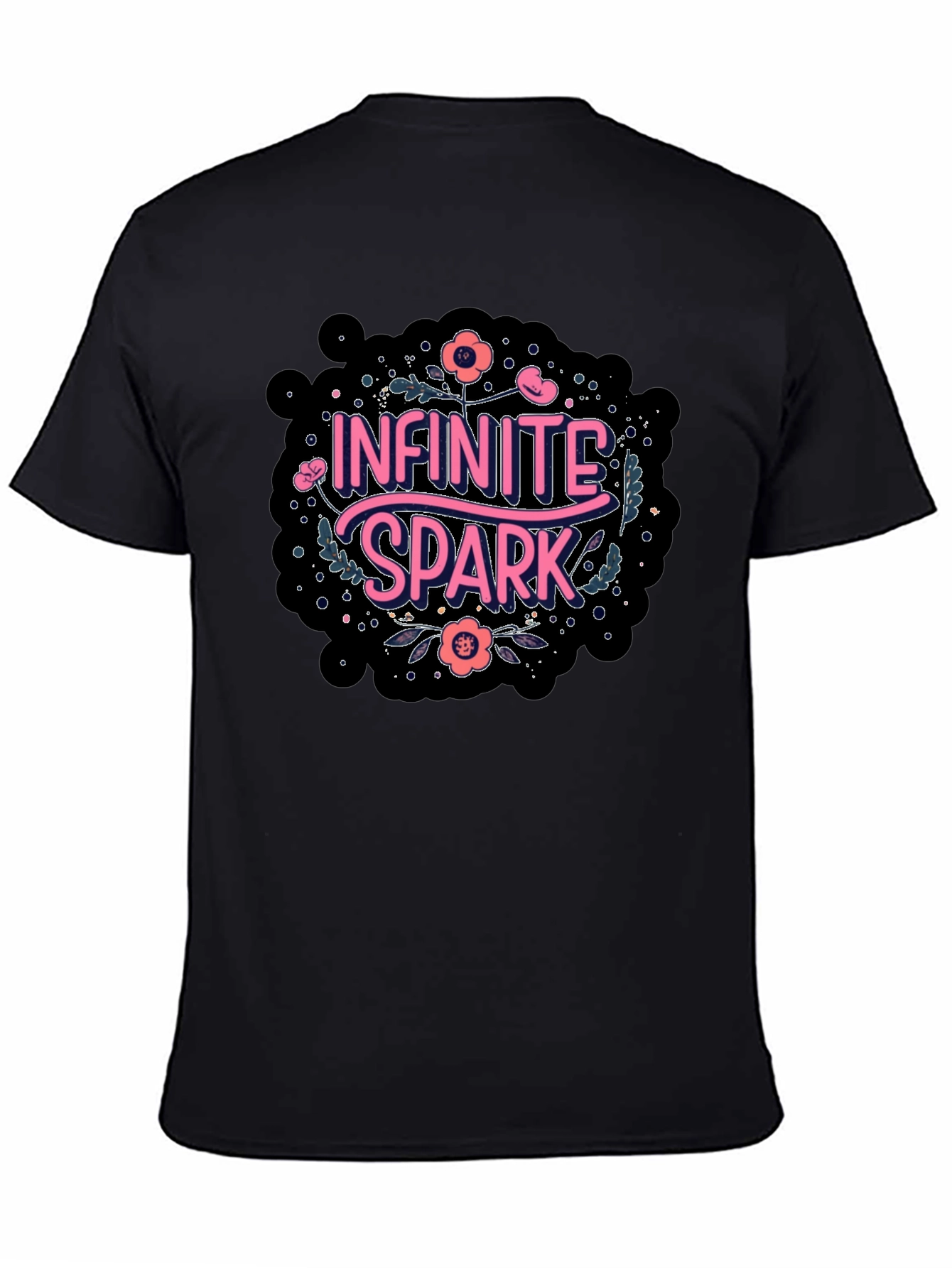 Infinite Spark Graphic Tee - Black Cotton Casual Shirt