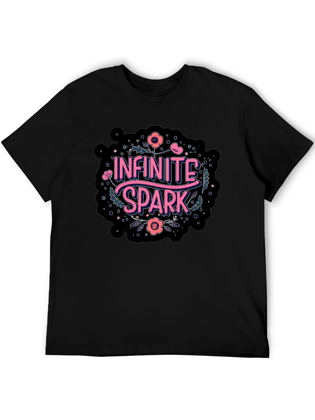 Infinite Spark Graphic Tee - Black Cotton Casual Shirt