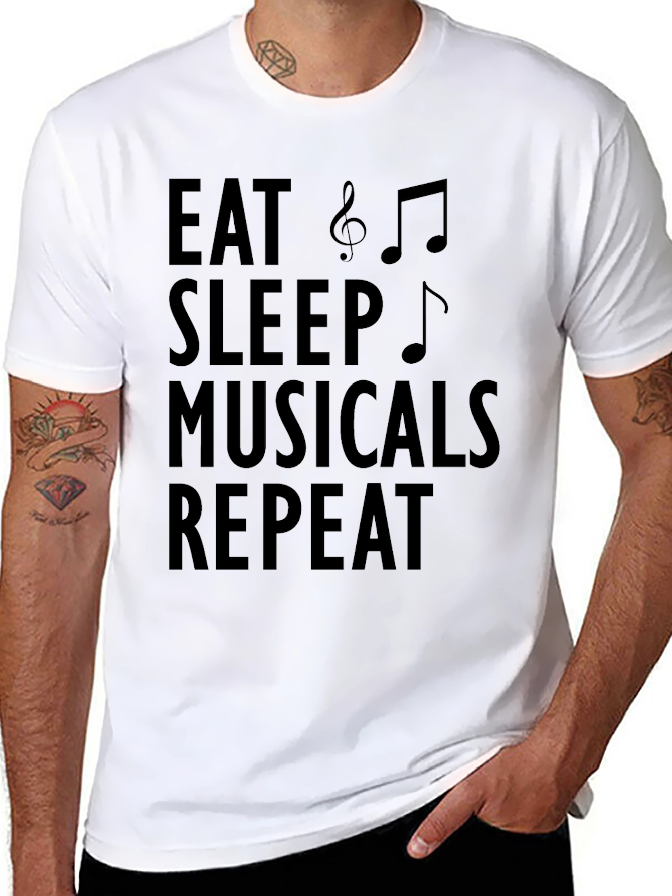 Eat Sleep Musicals Repeat Black Graphic Tee