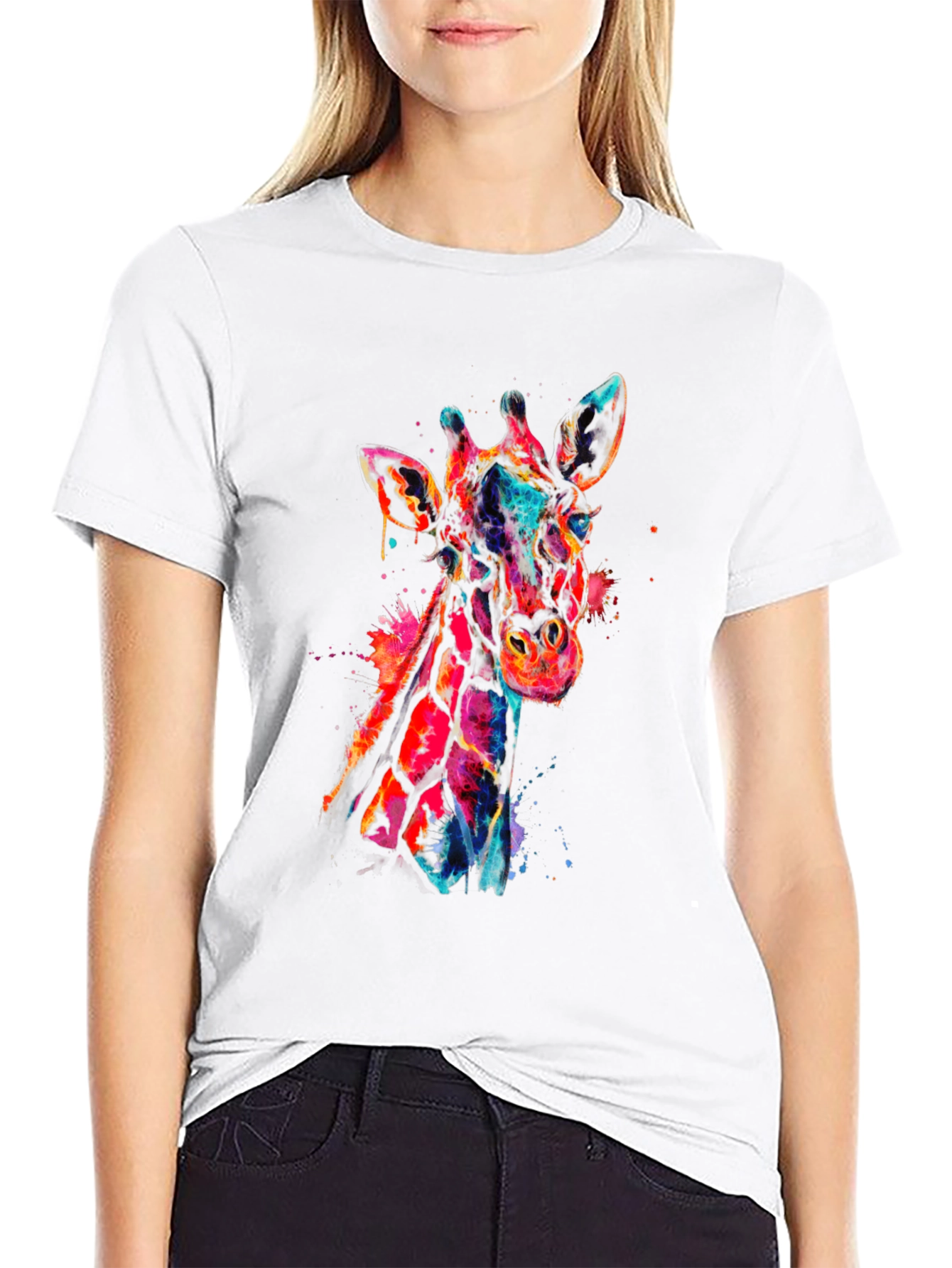 Colorful Giraffe Graphic Tee