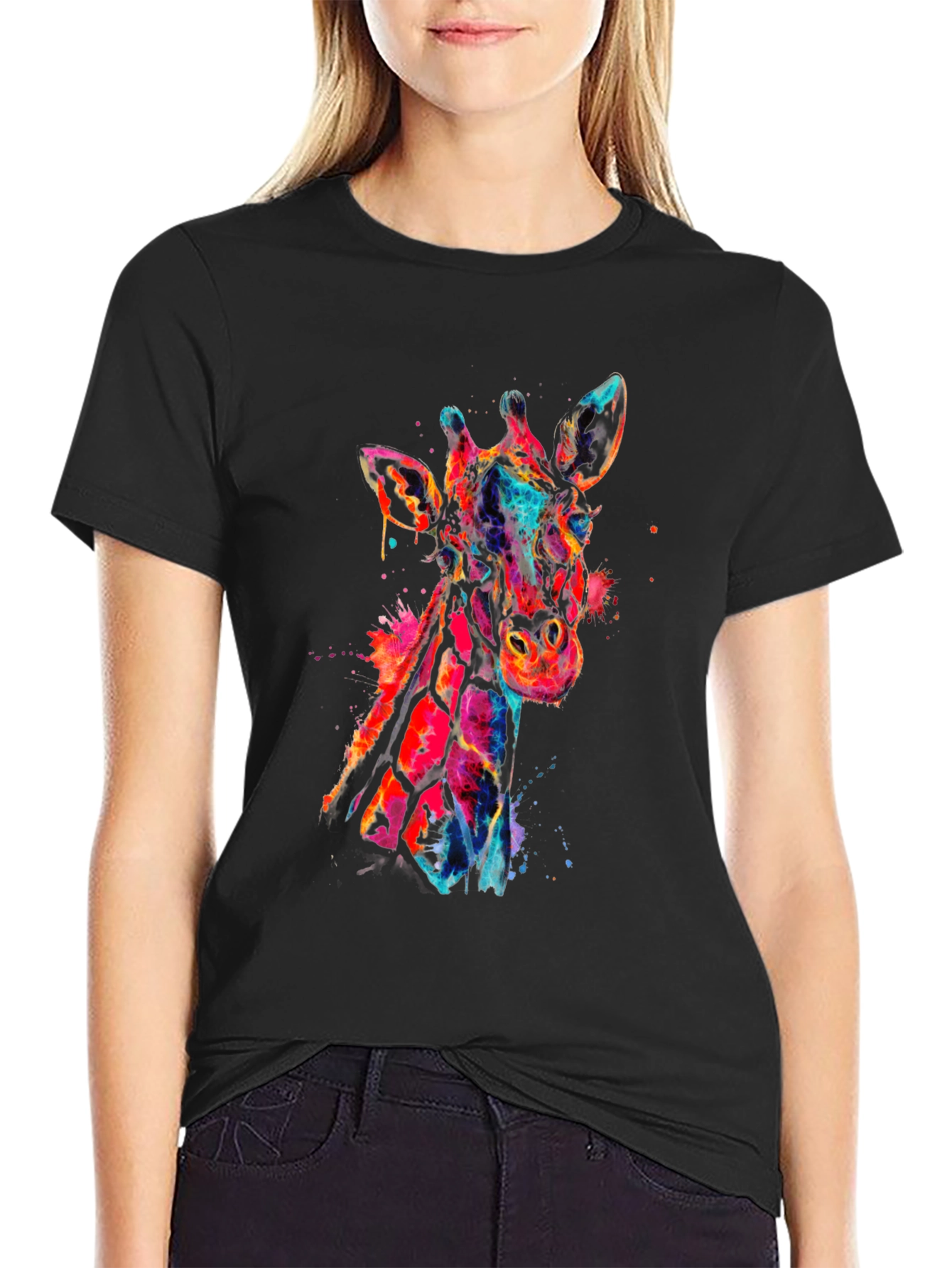 Colorful Giraffe Graphic Tee