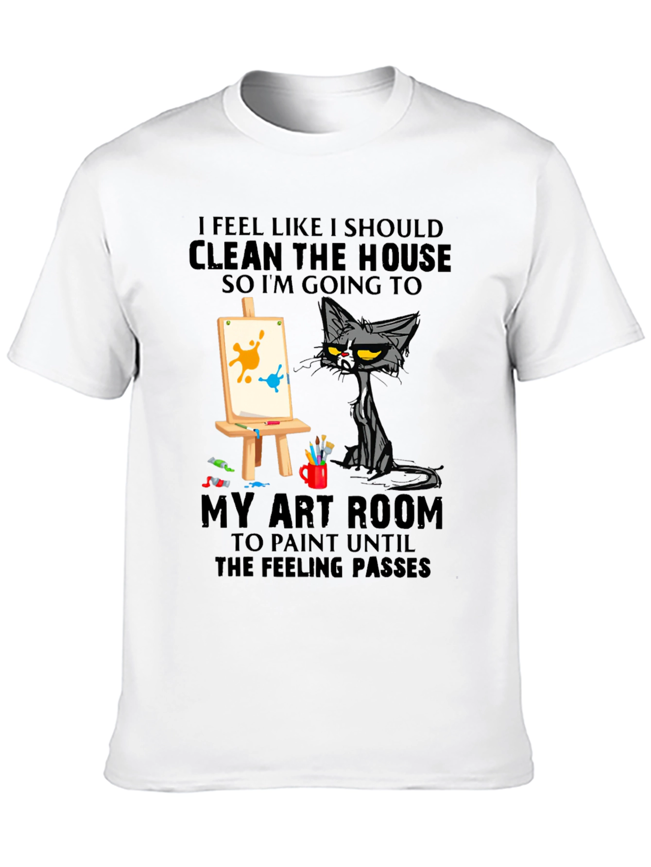 Funny Cat Art Room T-Shirt