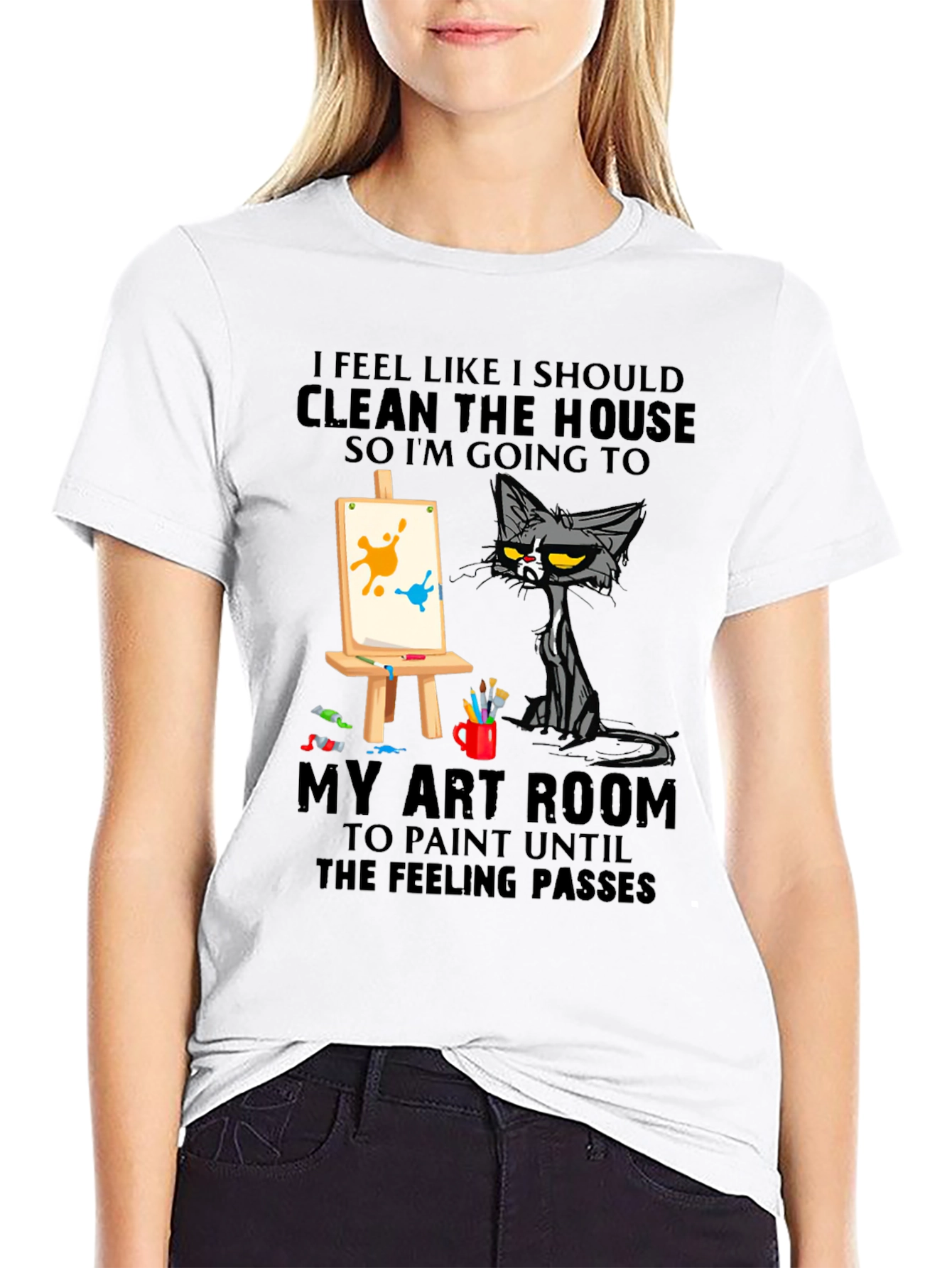 Funny Cat Art Room T-Shirt