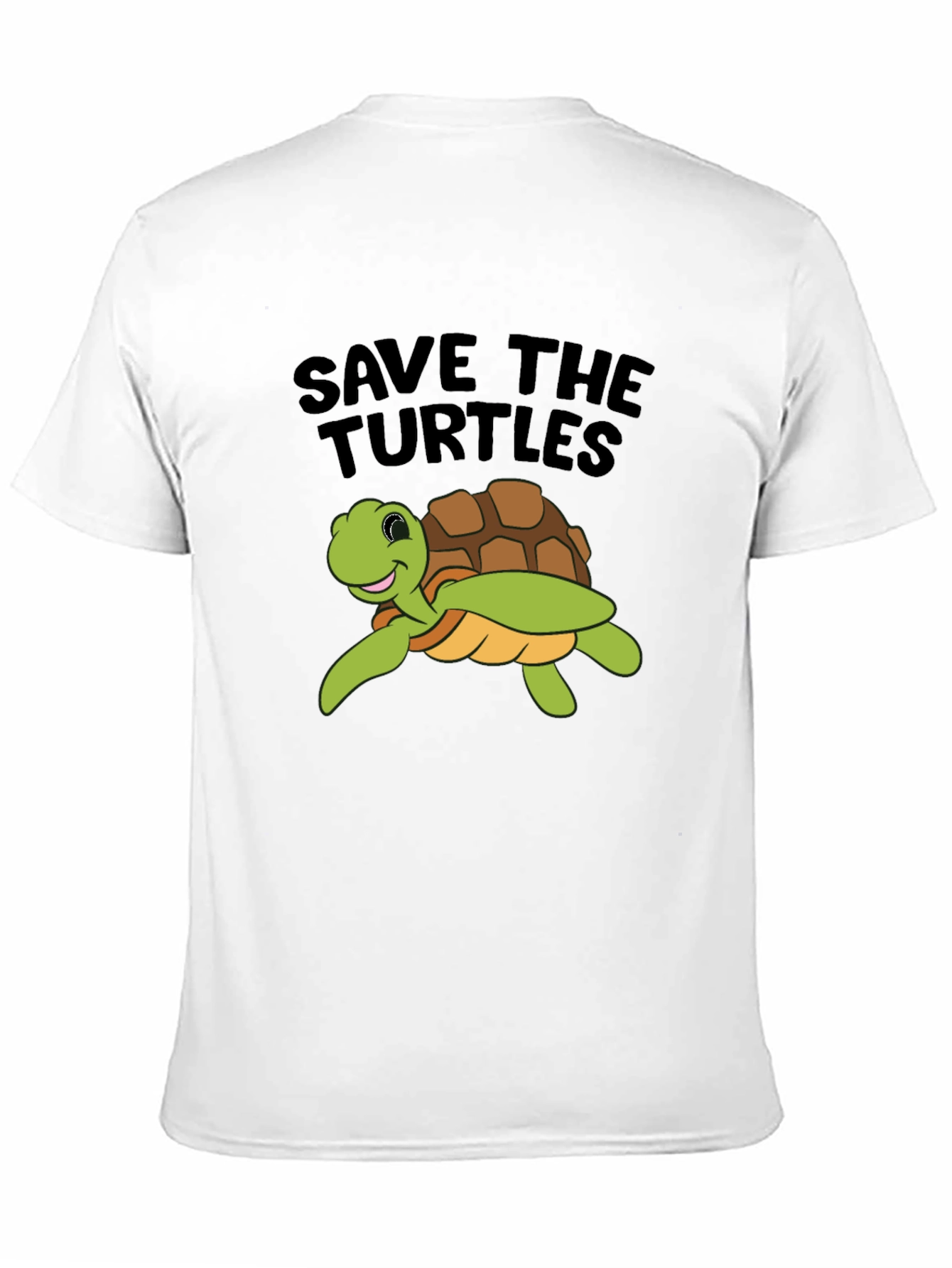 Save the Turtles Graphic Tee - Black Cotton T-Shirt
