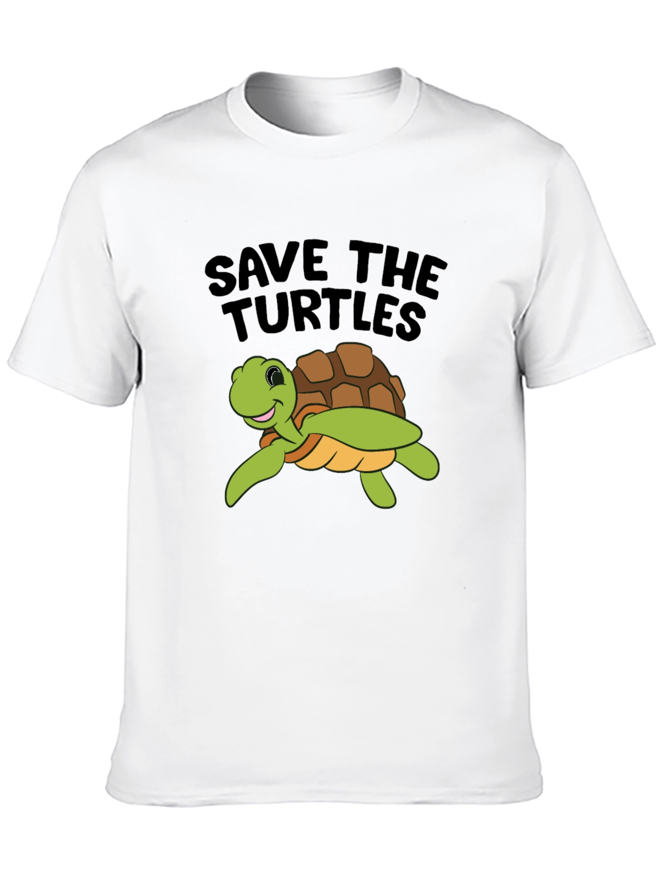 Save the Turtles Graphic Tee - Black Cotton T-Shirt