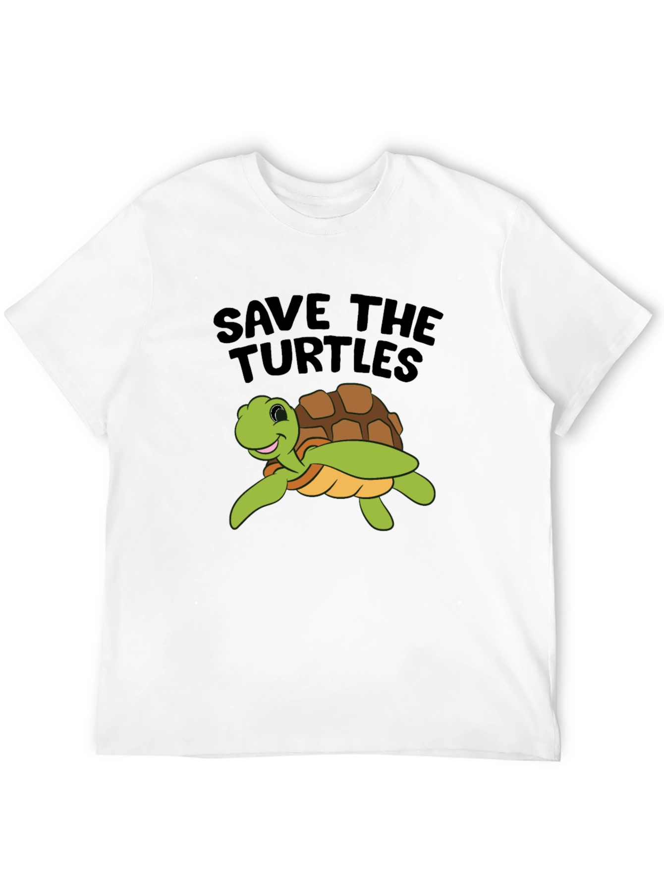 Save the Turtles Graphic Tee - Black Cotton T-Shirt