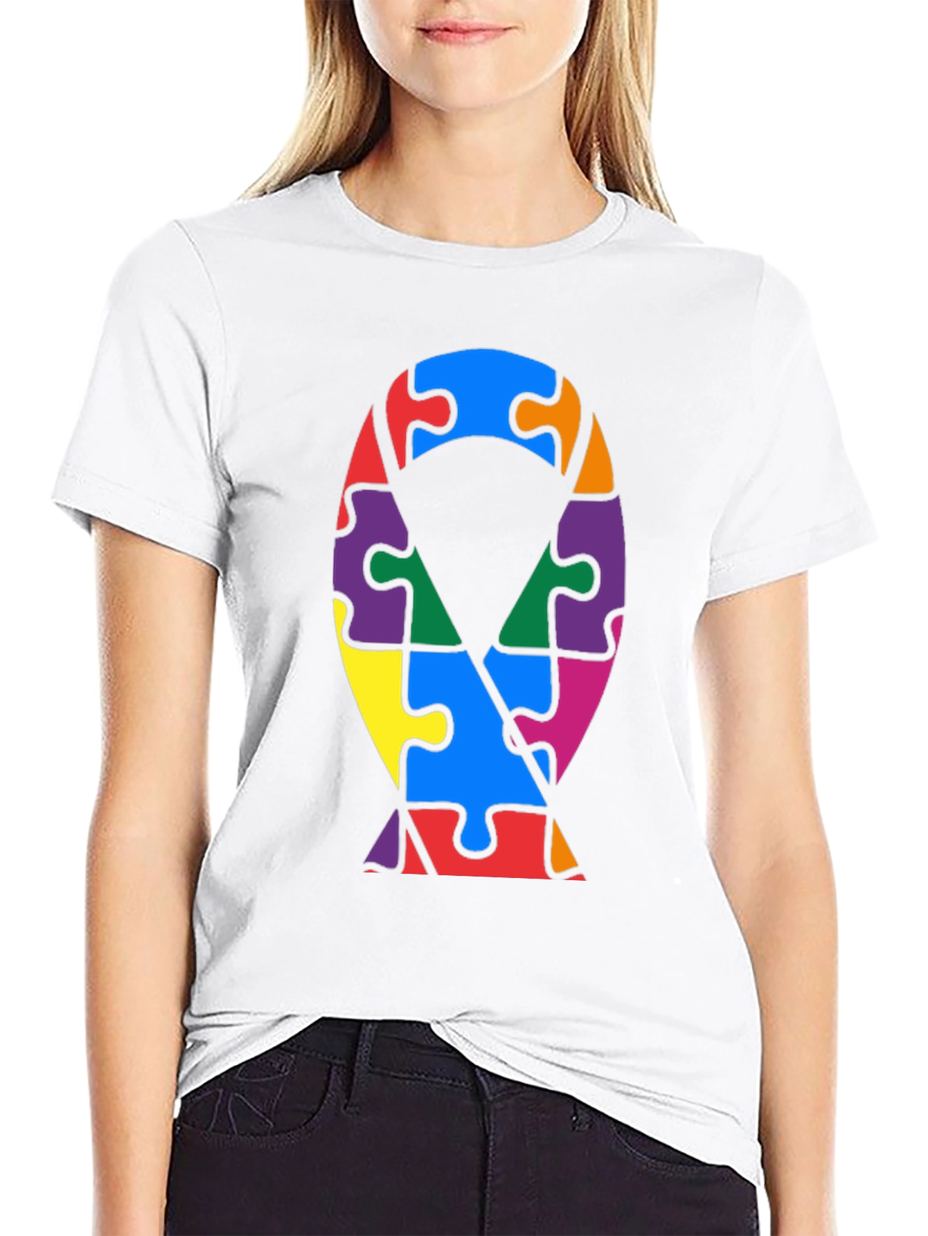 Autism Awareness Puzzle Ribbon T-Shirt