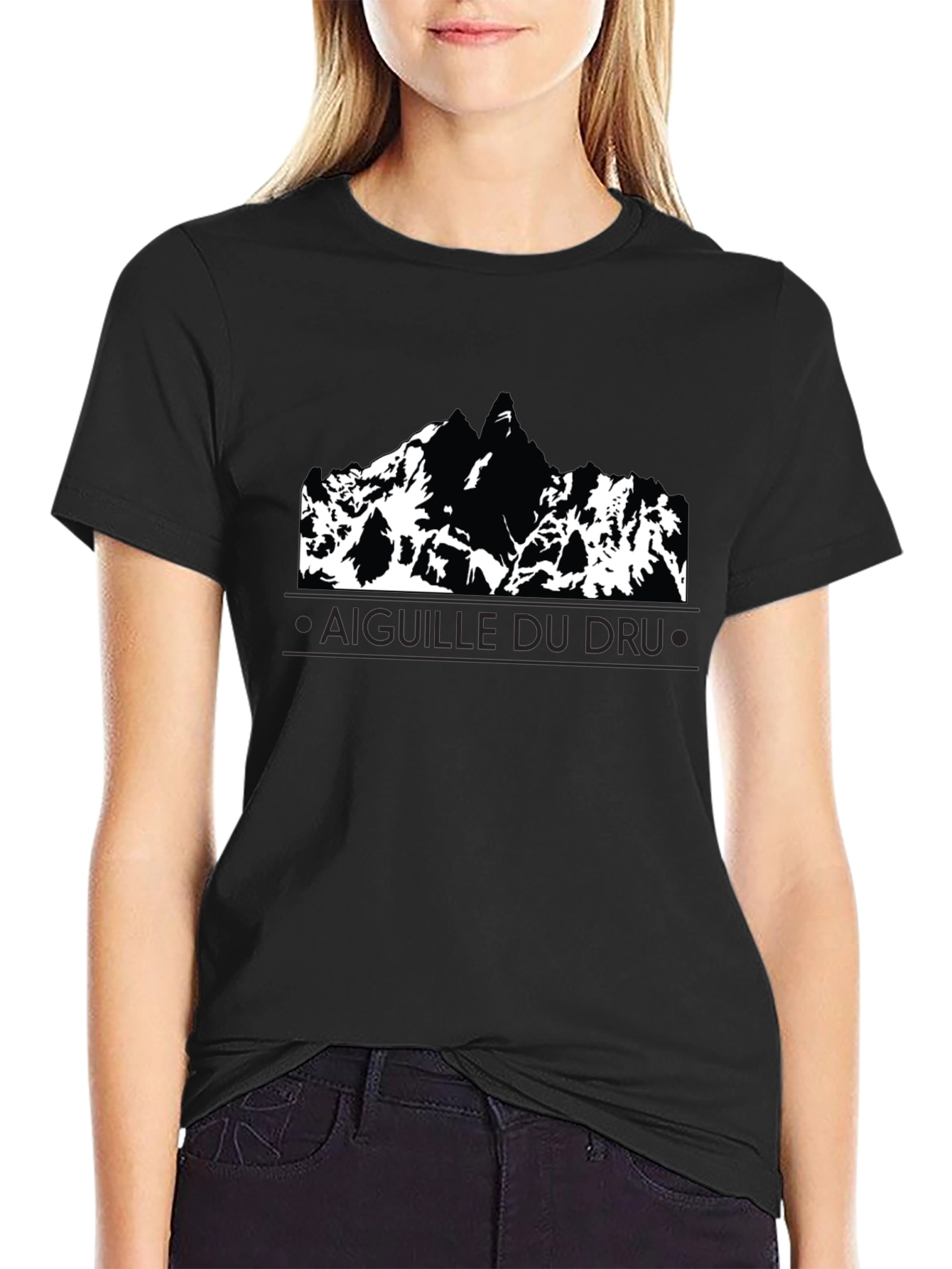 Aiguille du Dru Mountain Black T-Shirt