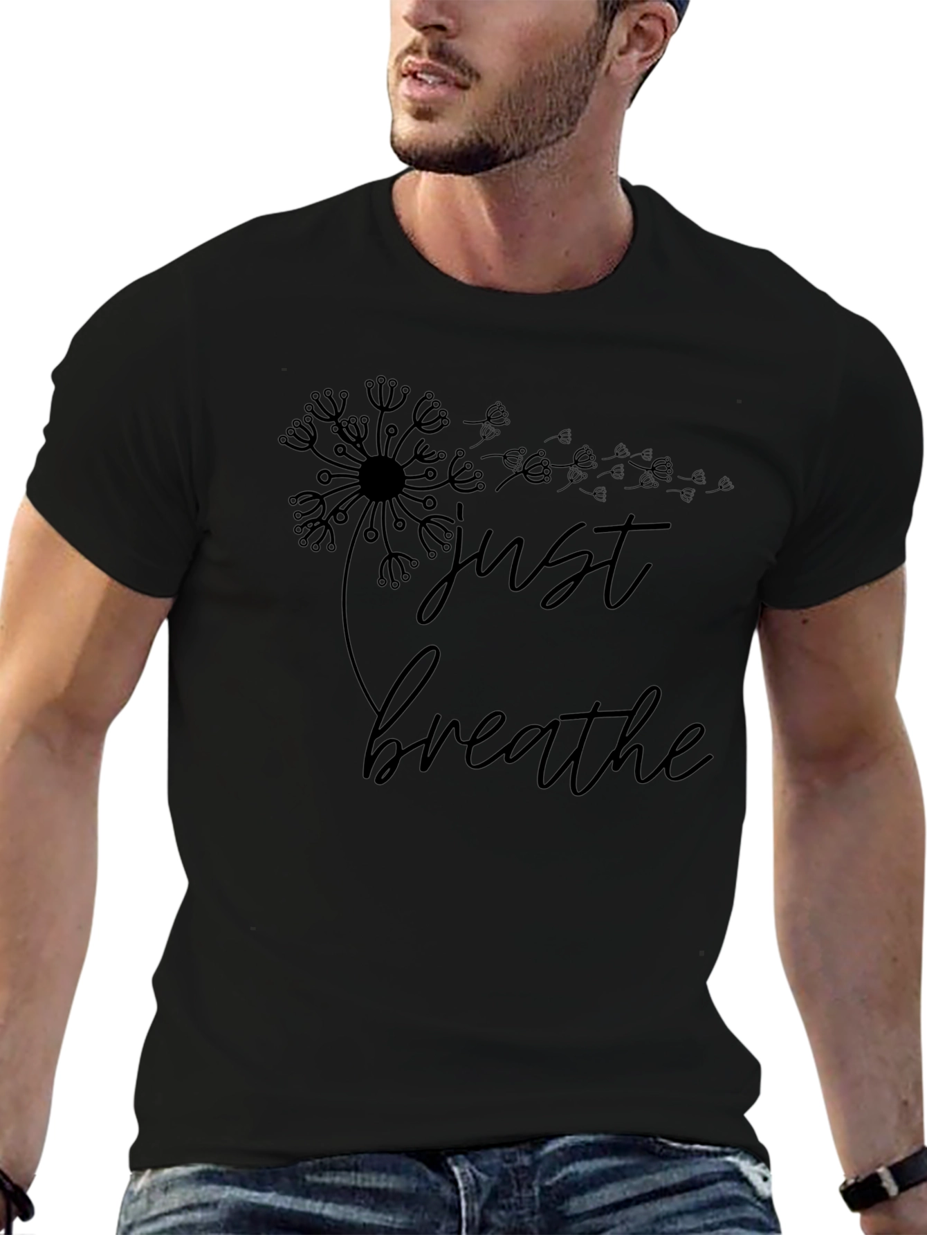 Just Breathe Black Graphic Tee