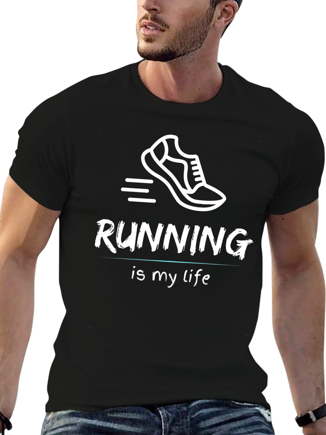 Running Is My Life Black Graphic Tee