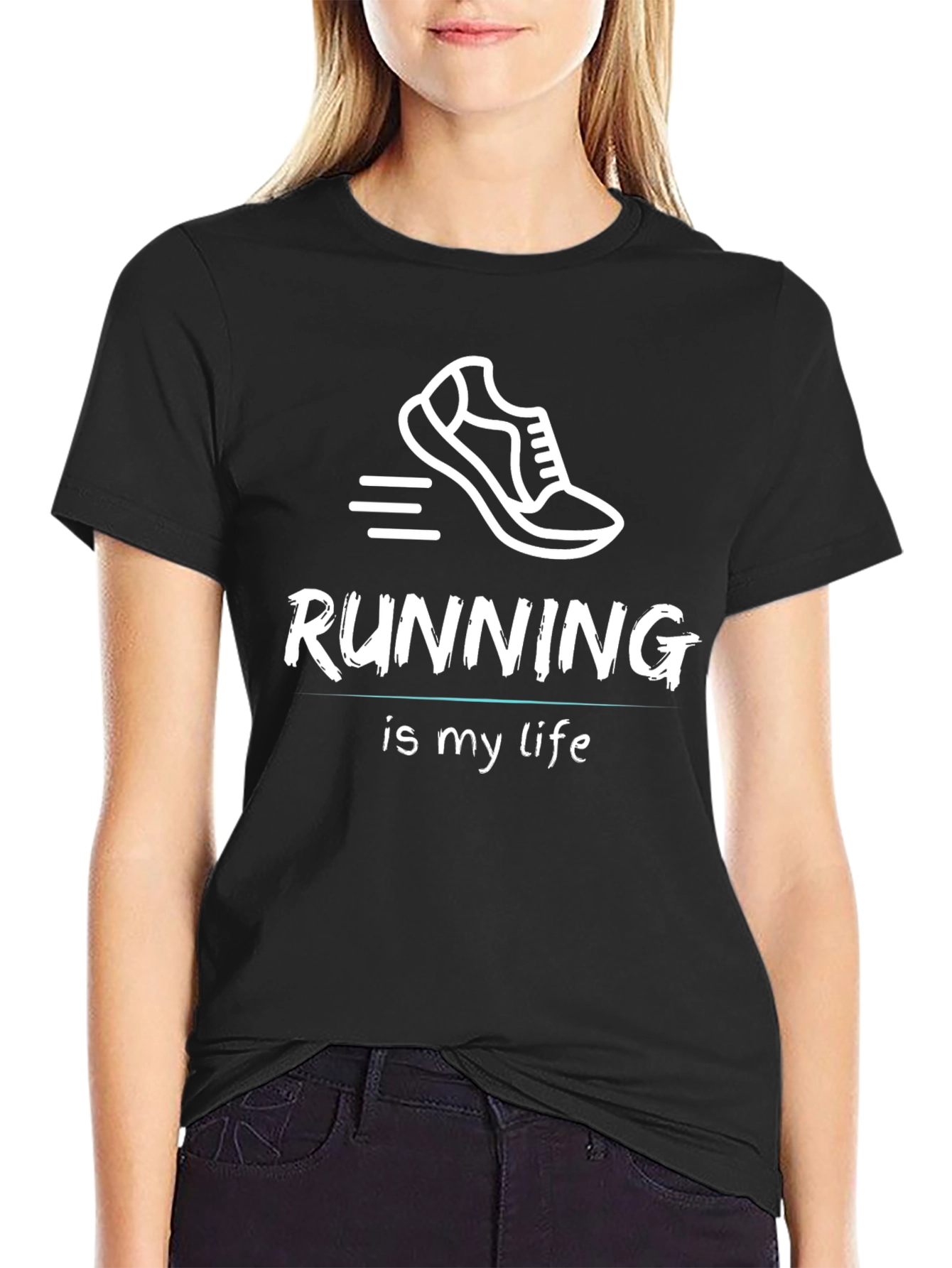 Running Is My Life Black Graphic Tee