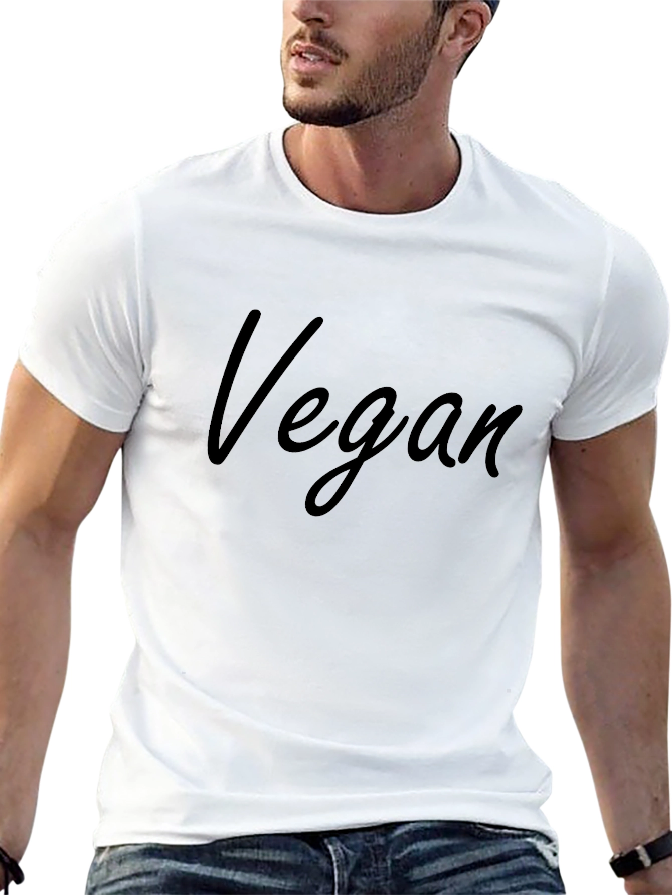 Vegan Statement T-Shirt - Black Crew Neck