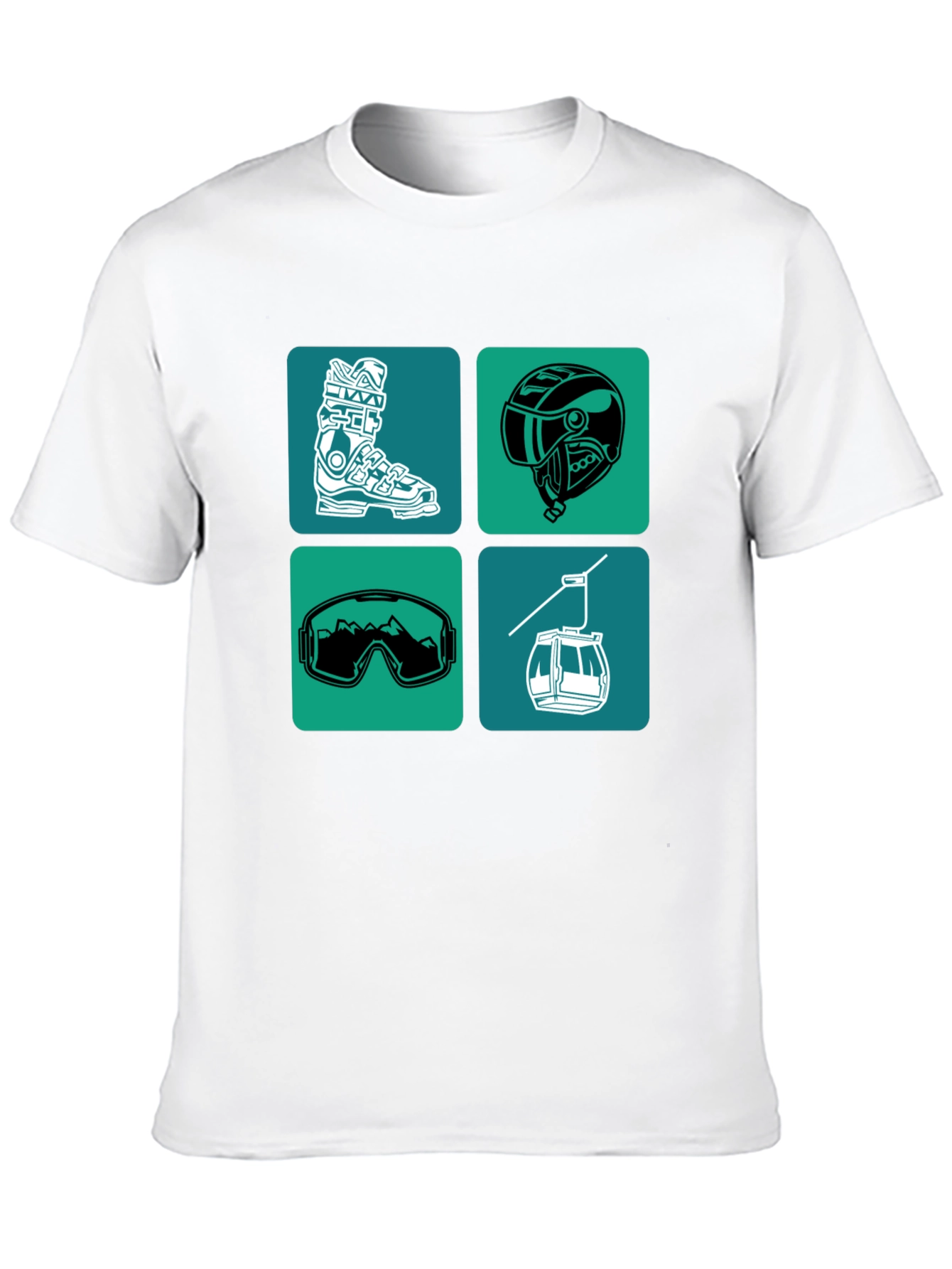 Skiing Essentials Graphic Tee - Black Cotton Blend