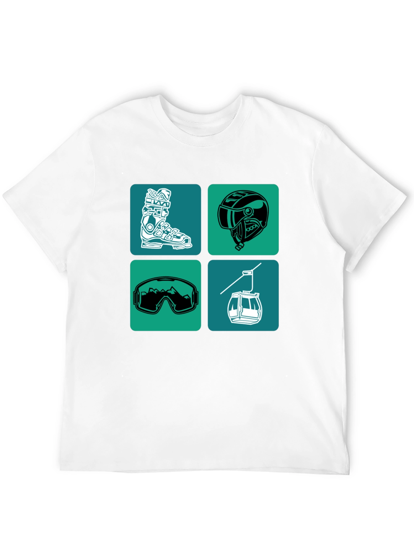Skiing Essentials Graphic Tee - Black Cotton Blend
