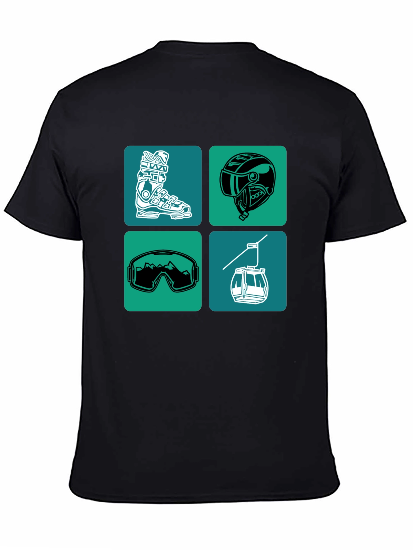 Skiing Essentials Graphic Tee - Black Cotton Blend