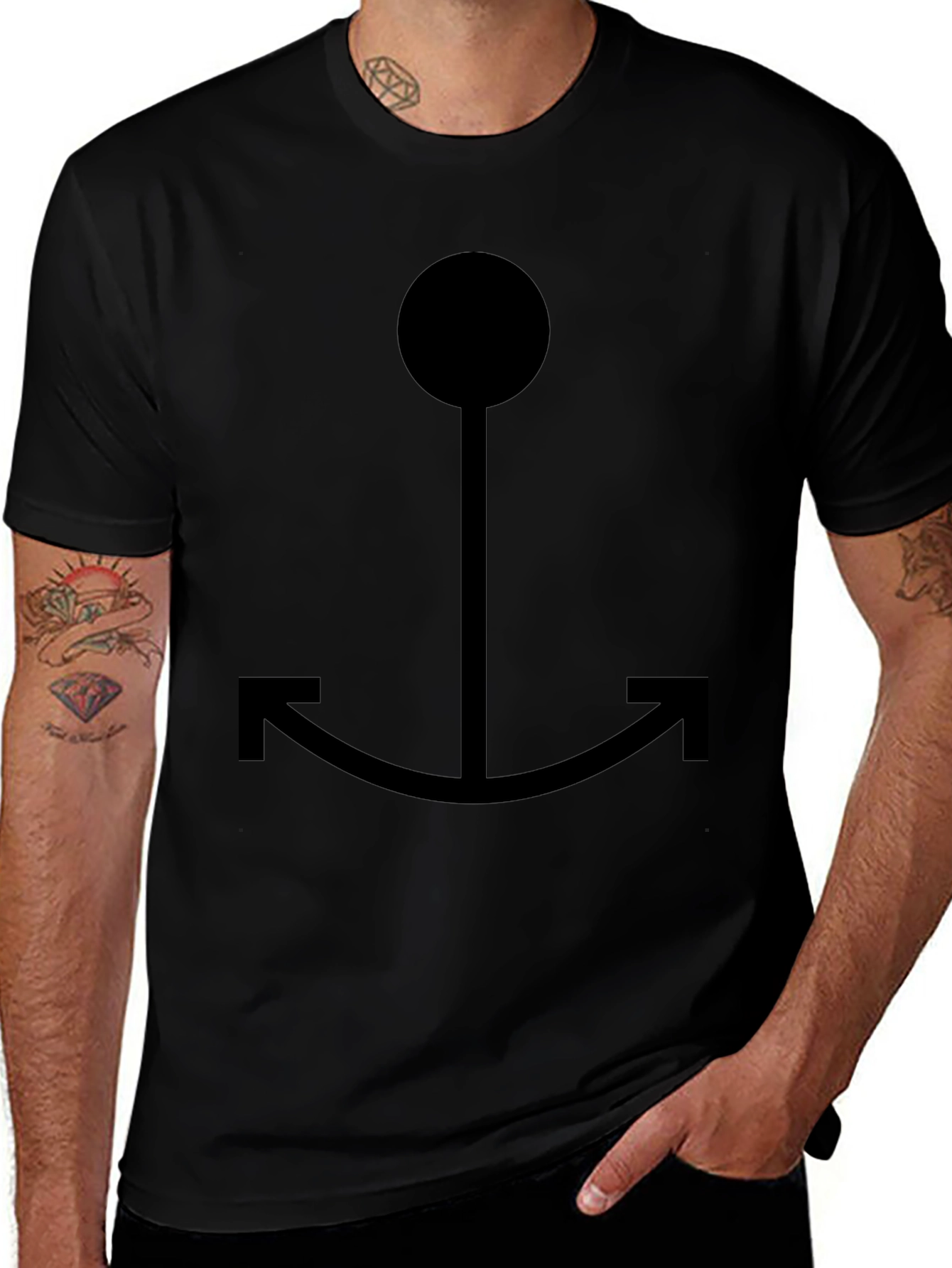 Black Anchor Graphic Tee - Casual Style