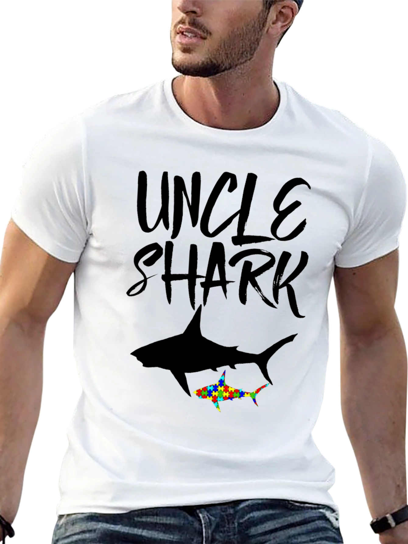 Uncle Shark Autism Awareness T-Shirt