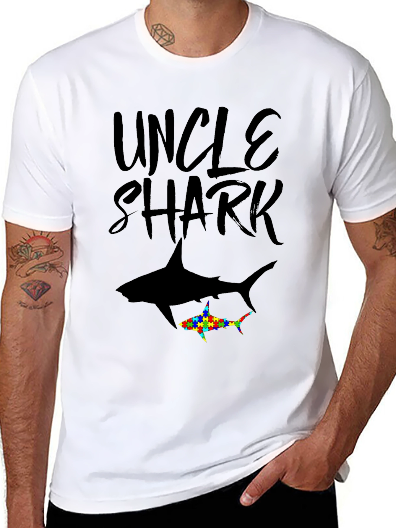 Uncle Shark Autism Awareness T-Shirt