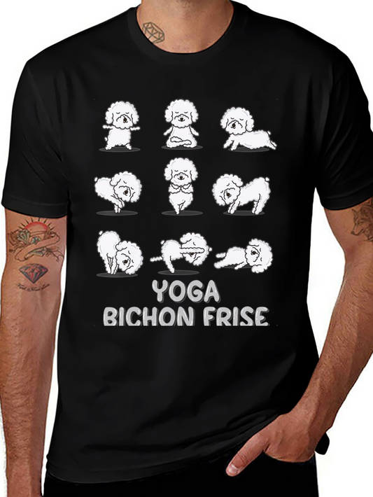 Yoga Bichon Frise Black T-Shirt