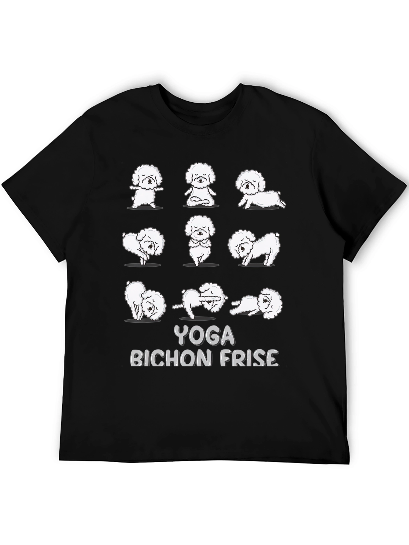 Yoga Bichon Frise Black T-Shirt