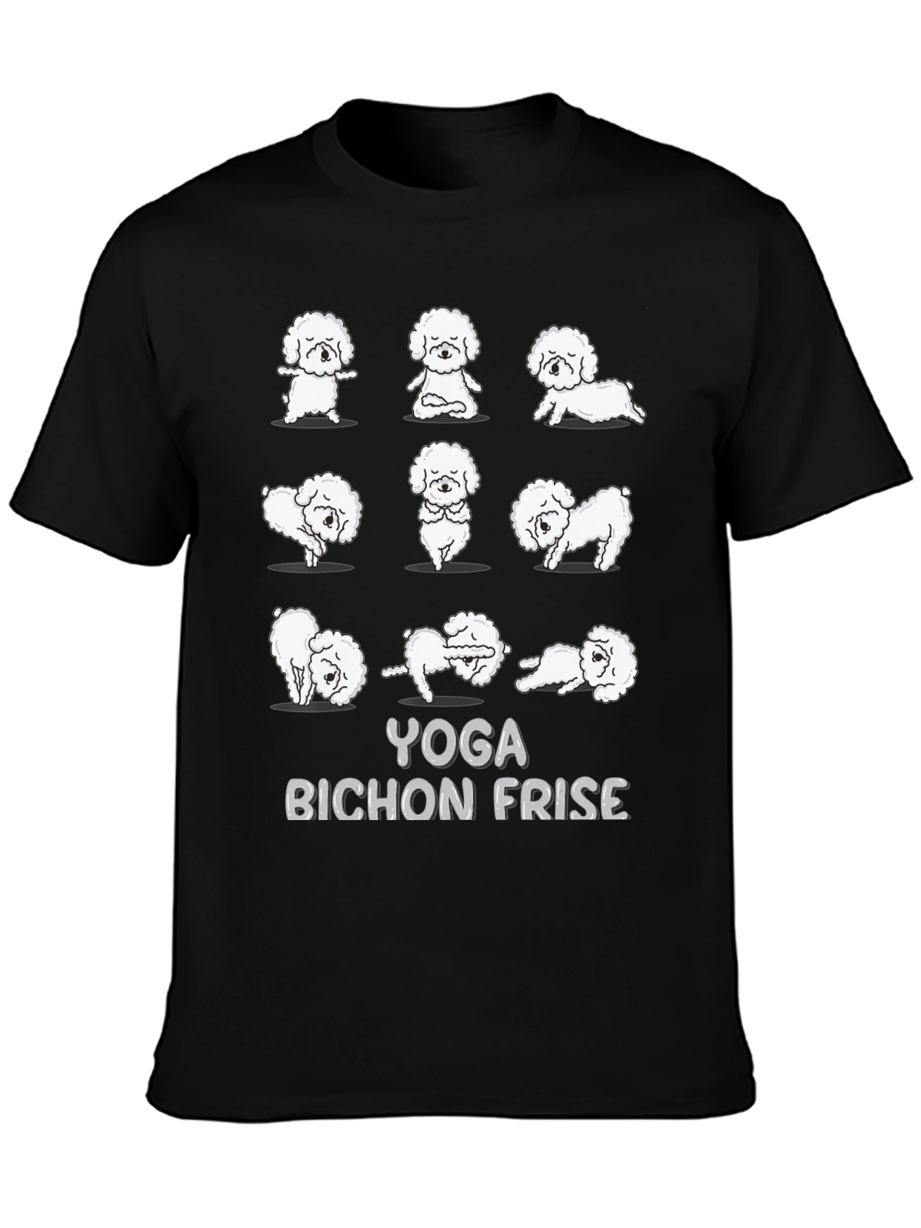 Yoga Bichon Frise Black T-Shirt