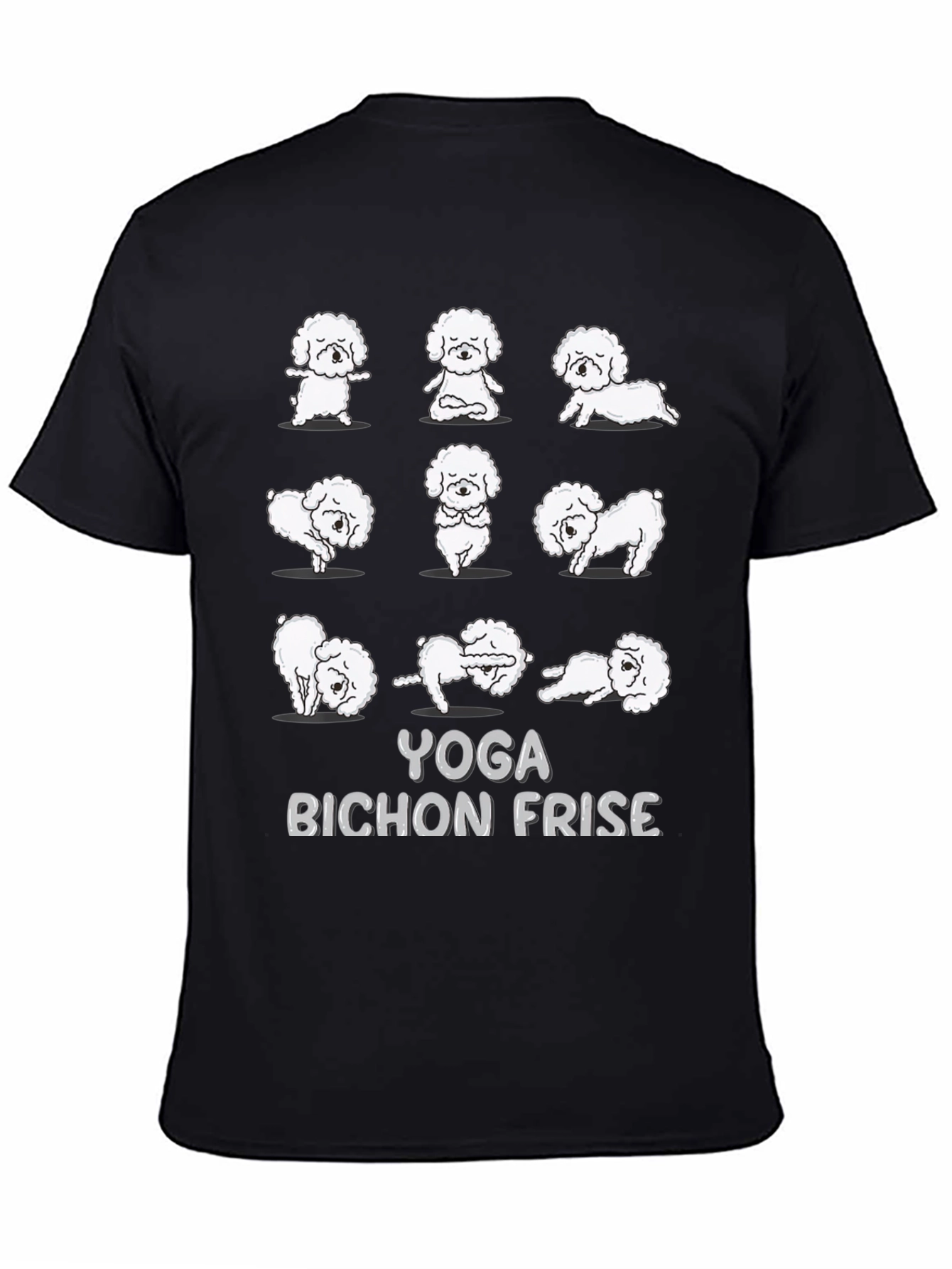 Yoga Bichon Frise Black T-Shirt