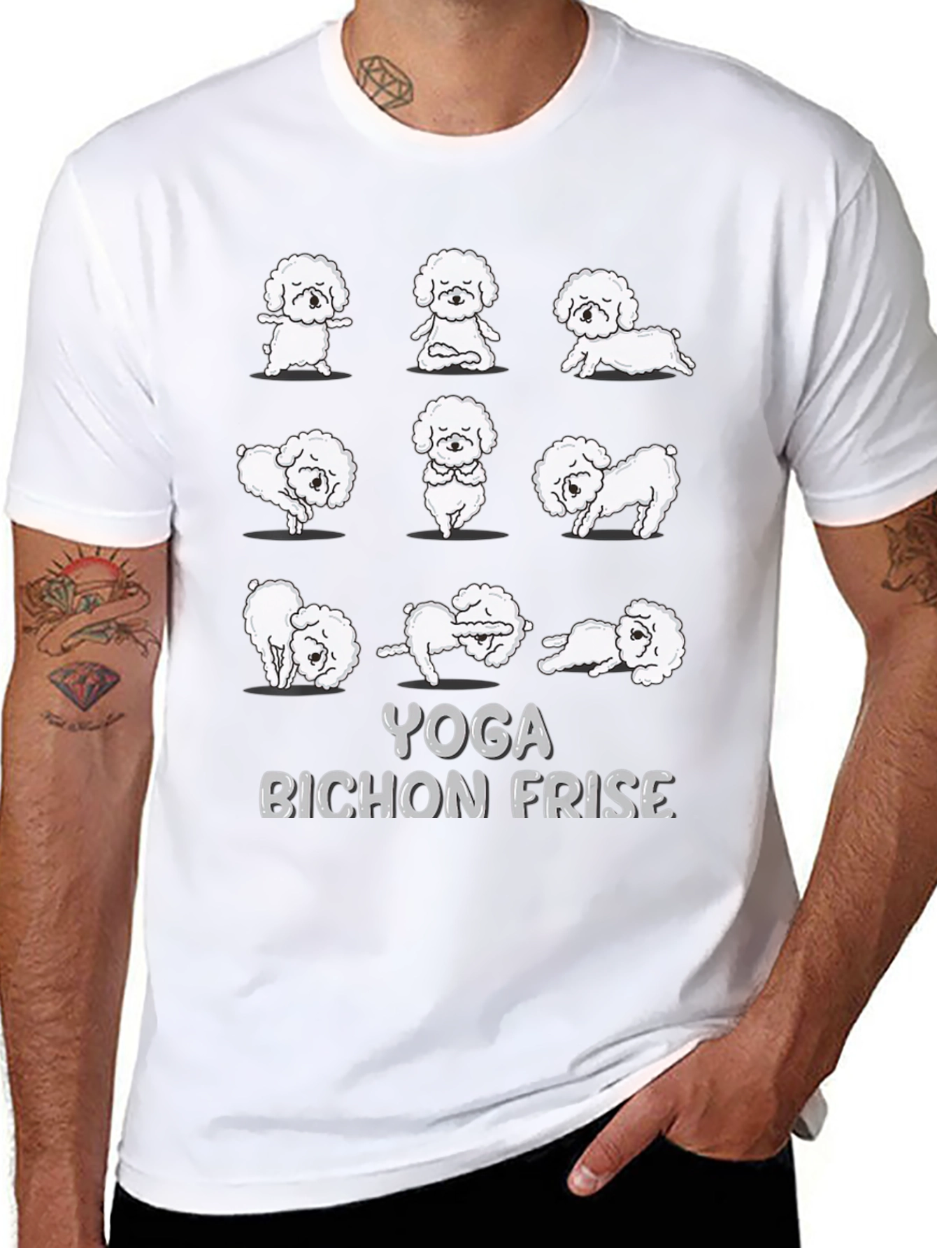 Yoga Bichon Frise Black T-Shirt