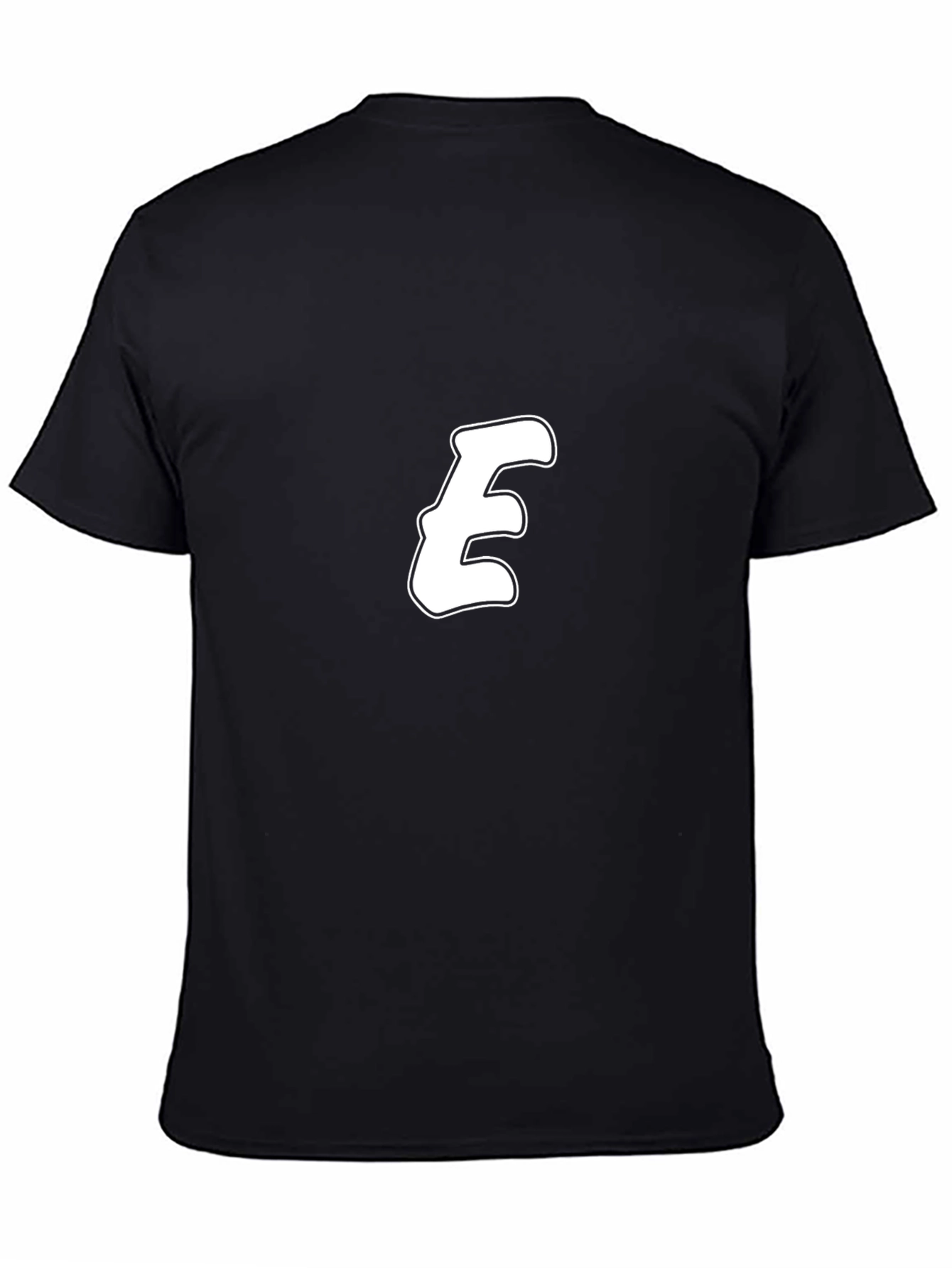 Black T-Shirt with Bold White E Design