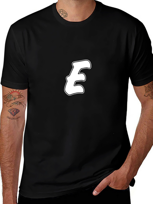 Black T-Shirt with Bold White E Design