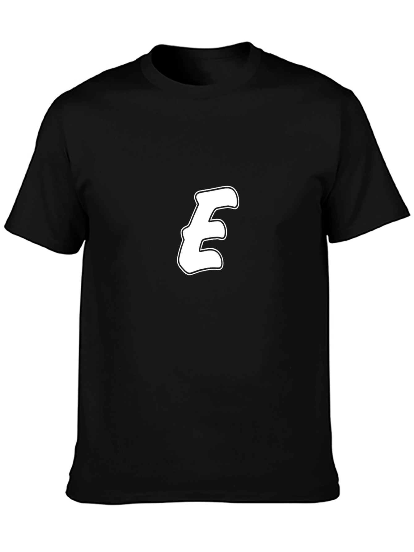 Black T-Shirt with Bold White E Design