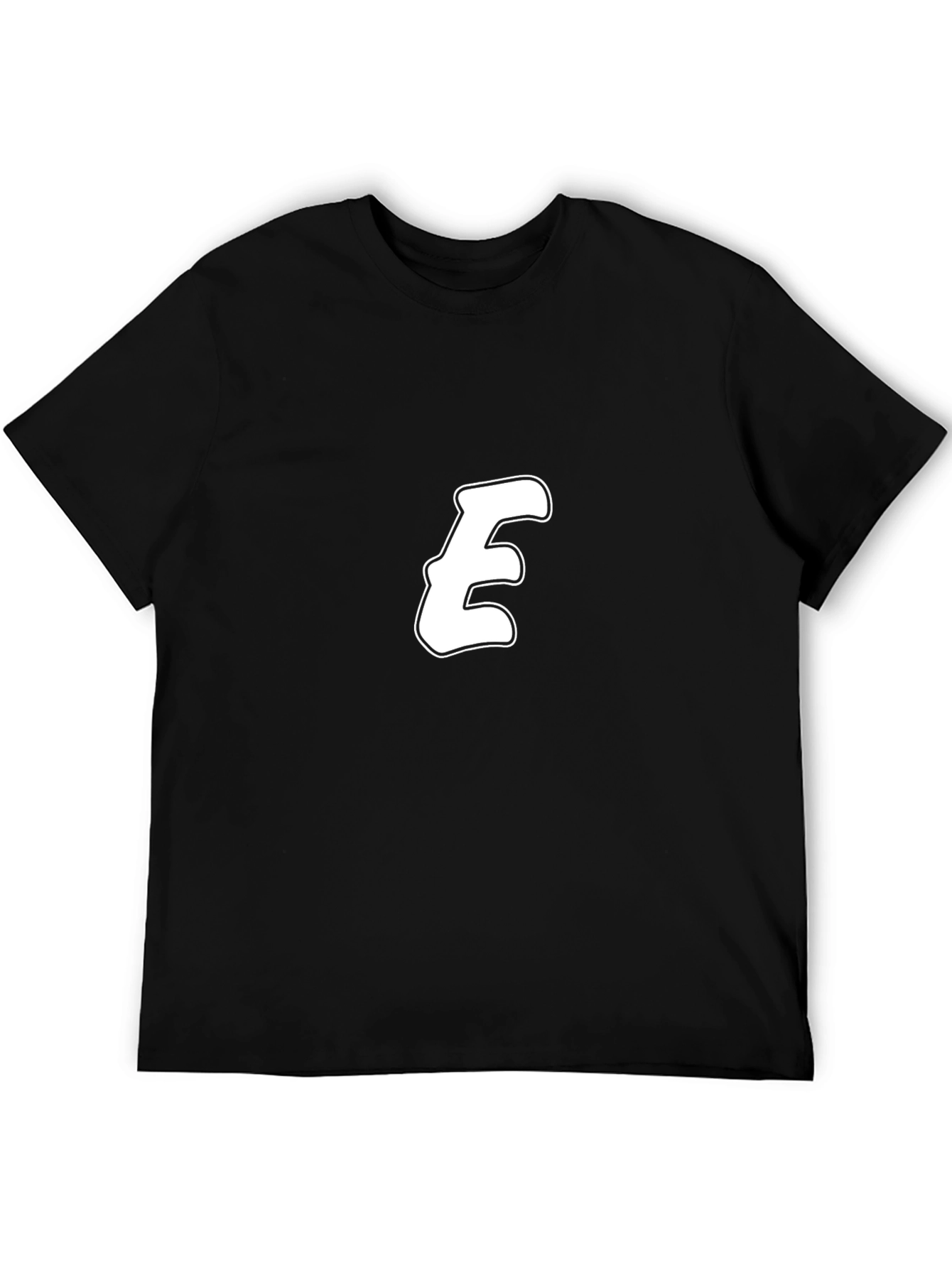 Black T-Shirt with Bold White E Design