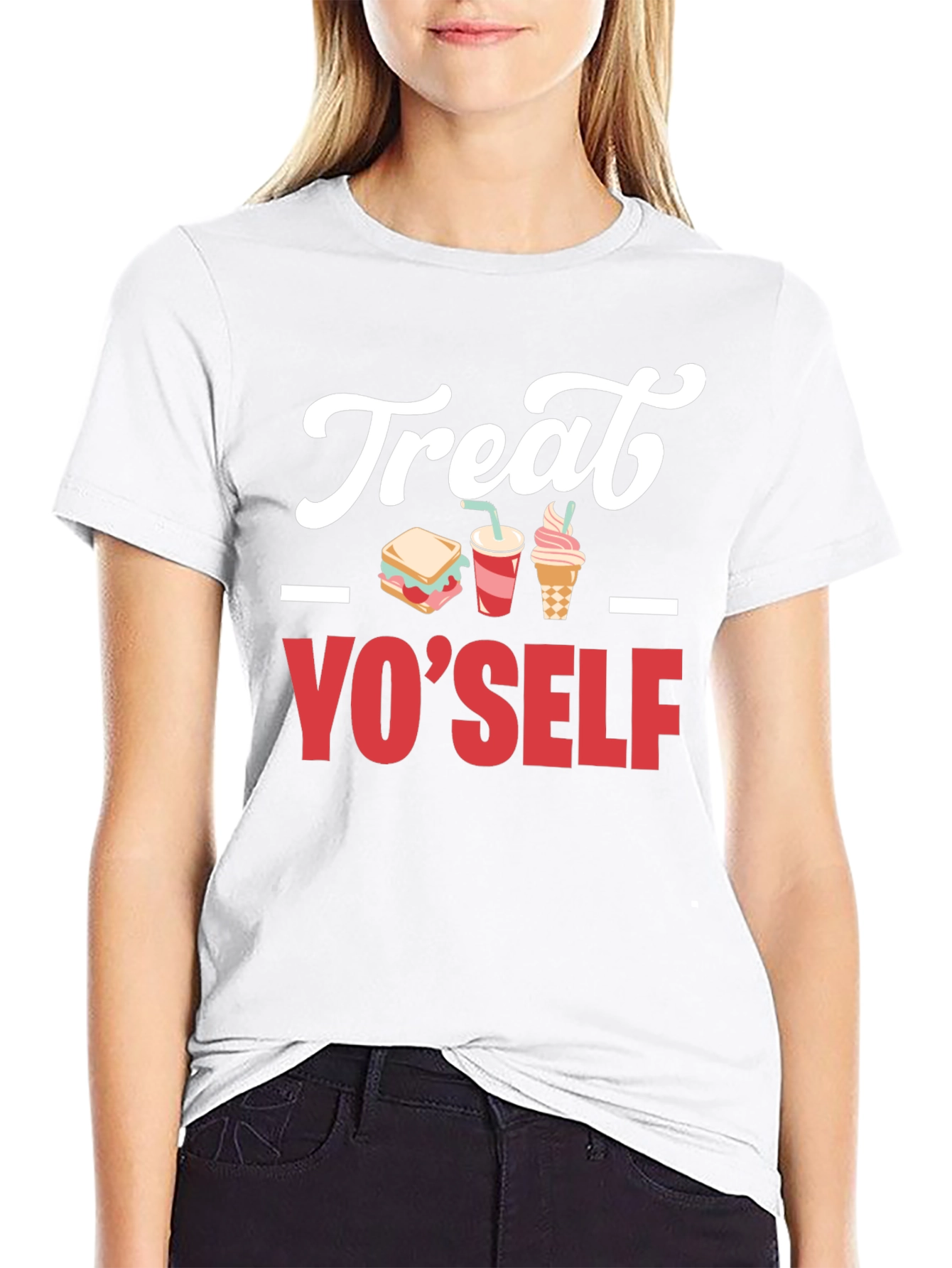 Treat Yo Self Graphic T-Shirt - Black Cotton Tee
